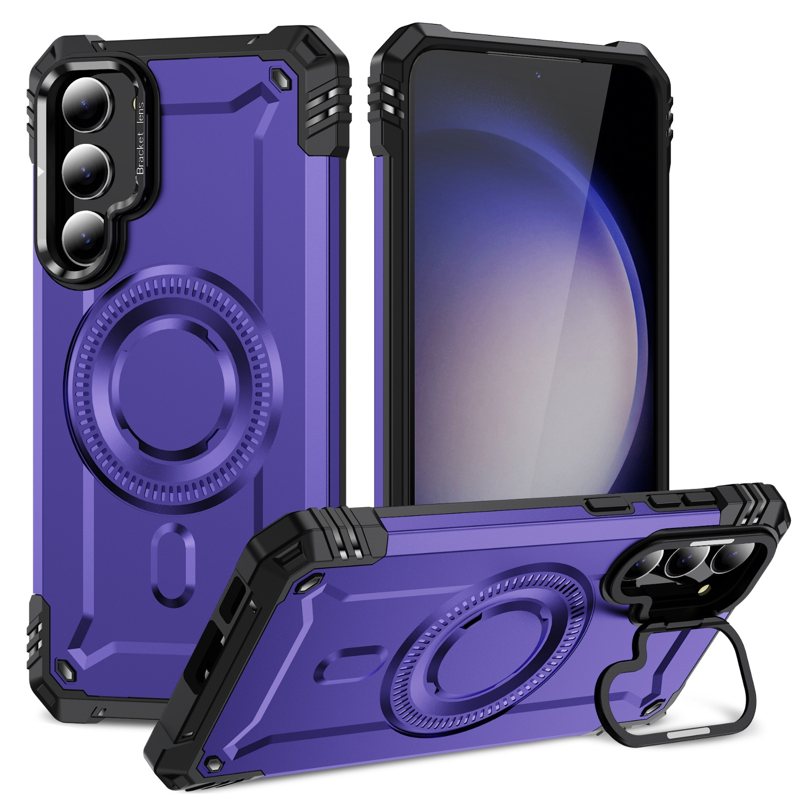 For Samsung Galaxy S23+ 5G Lens Holder MagSafe Phone Case(Purple) For Samsung Galaxy S23+ 5G Lens Holder MagSafe Phone Case(Purple)