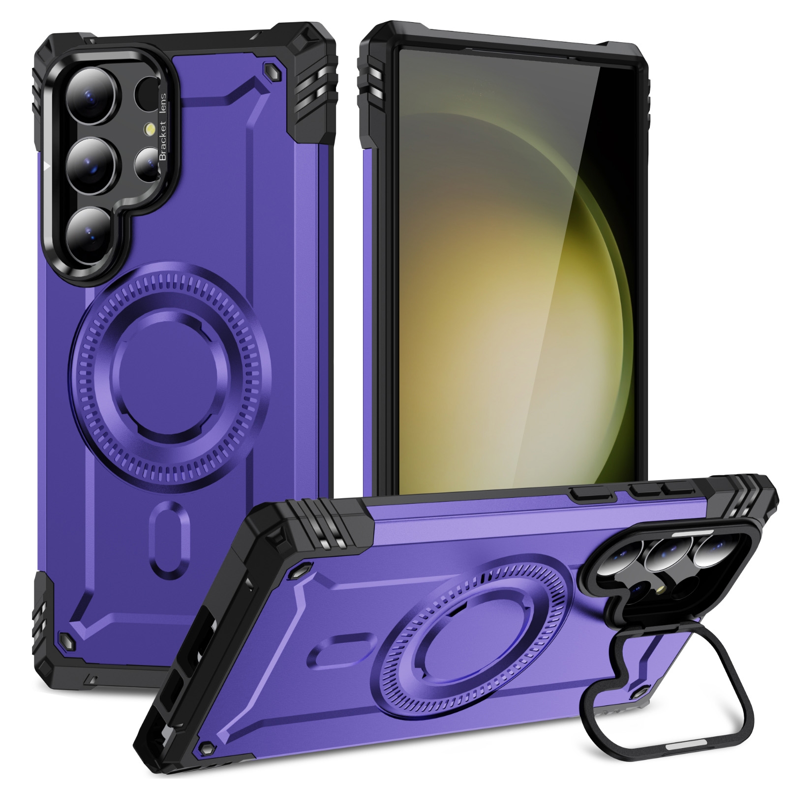 For Samsung Galaxy S23 Ultra 5G Lens Holder MagSafe Phone Case(Purple) For Samsung Galaxy S23 Ultra 5G Lens Holder MagSafe Phone Case(Purple)