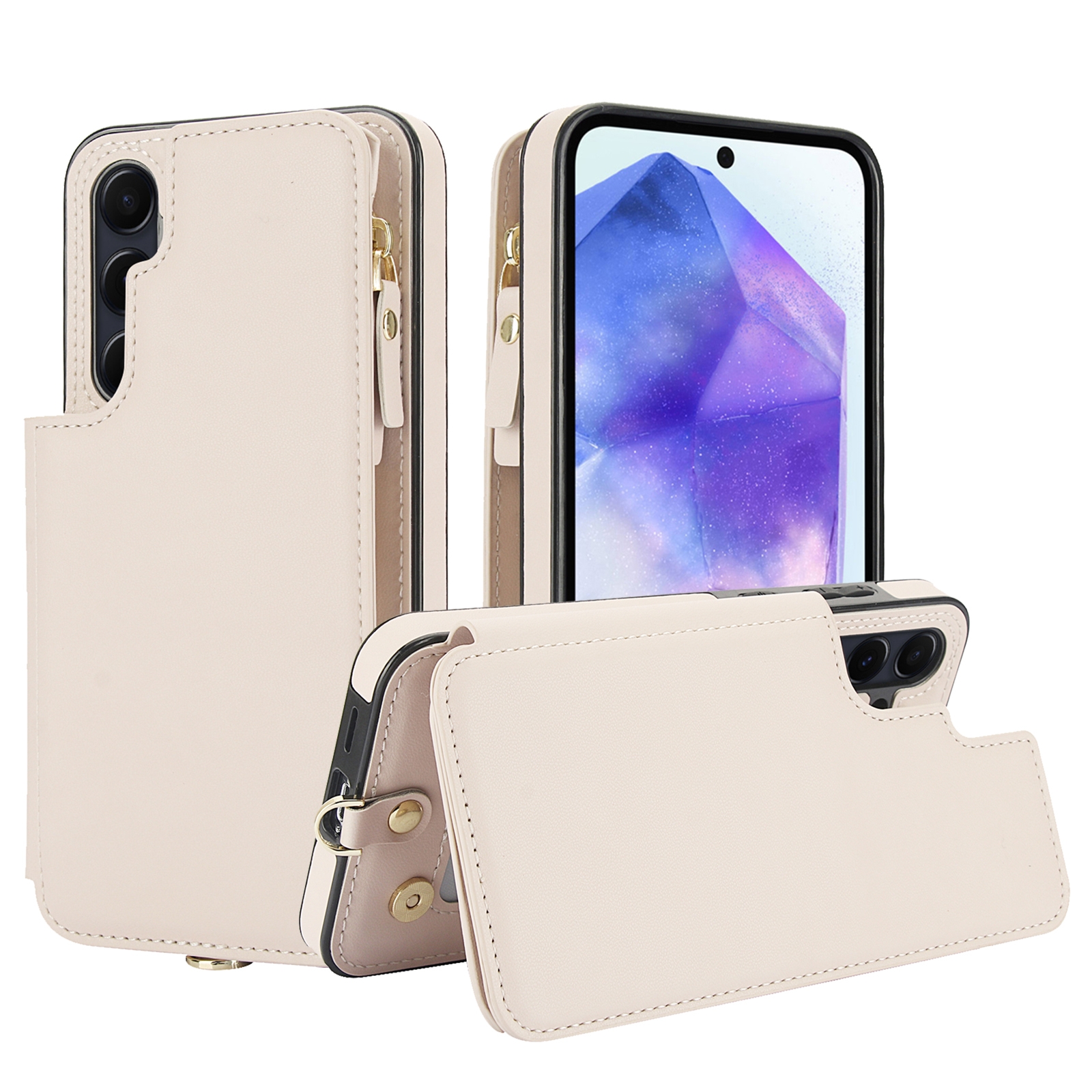 For Samsung Galaxy S24 FE 5G Double Flap Zipper RFID Leather Phone Case with Short Lanyard(White) For Samsung Galaxy S24 FE 5G Double Flap Zipper RFID Leather Phone Case with Short Lanyard(White)