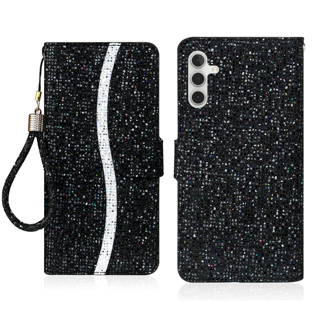 For Samsung Galaxy S23 FE 5G Glitter Powder Filp Leather Phone Case(Black)