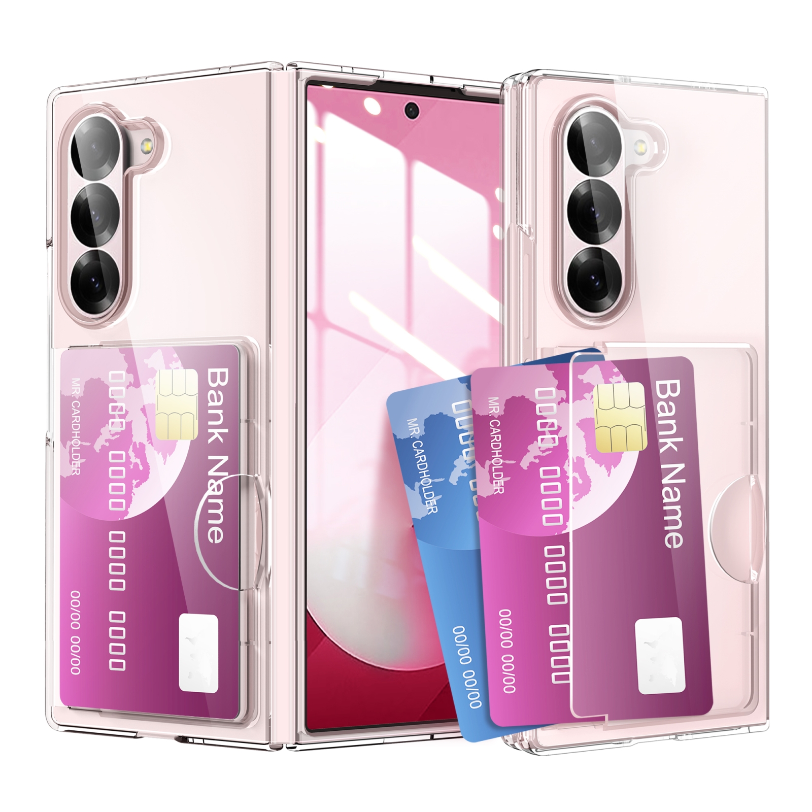For Samsung Galaxy Z Fold6 5G Skin Feel Transparent Card Bag Phone Case(Transparent) For Samsung Galaxy Z Fold6 5G Skin Feel Transparent Card Bag Phone Case(Transparent)