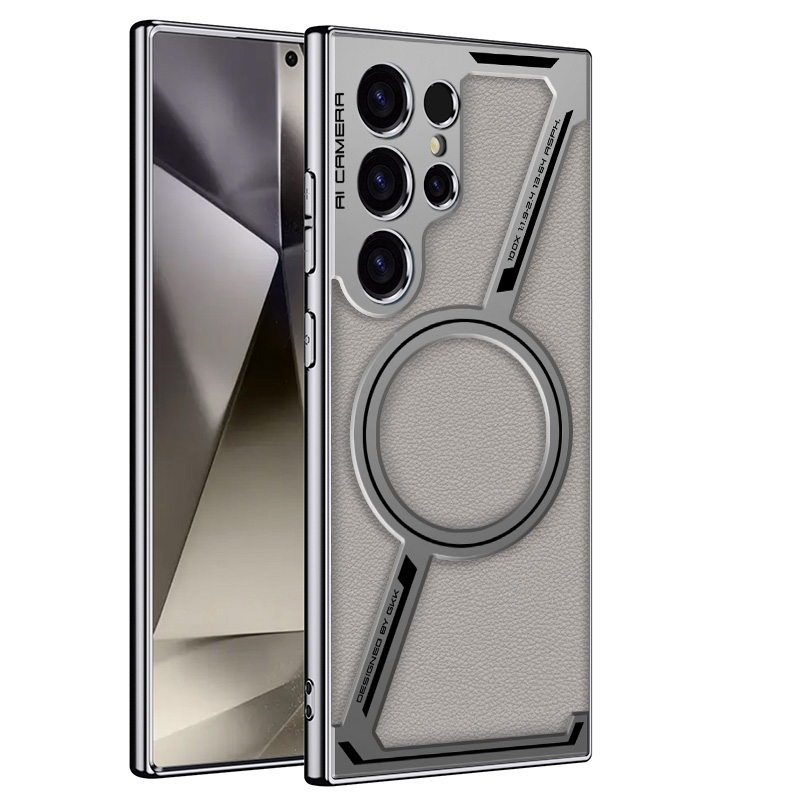 For Samsung Galaxy S24 Ultra 5G GKK Integrated Electroplating Leather Z-Shape MagSafe Phone Case(Gray) For Samsung Galaxy S24 Ultra 5G GKK Integrated Electroplating Leather Z-Shape MagSafe Phone Case(Gray)