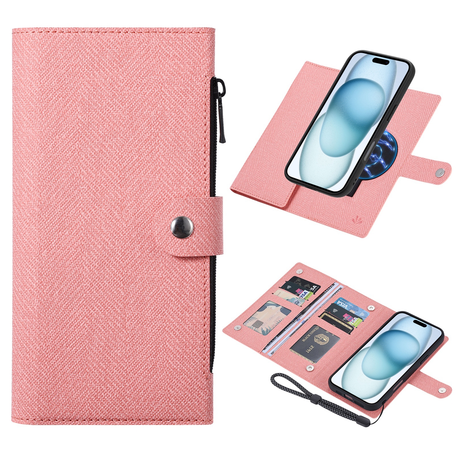 For iPhone 15 ViLi GBS Series MagSafe Magnetic RFID Leather Flip Phone Case(Pink) For iPhone 15 ViLi GBS Series MagSafe Magnetic RFID Leather Flip Phone Case(Pink)