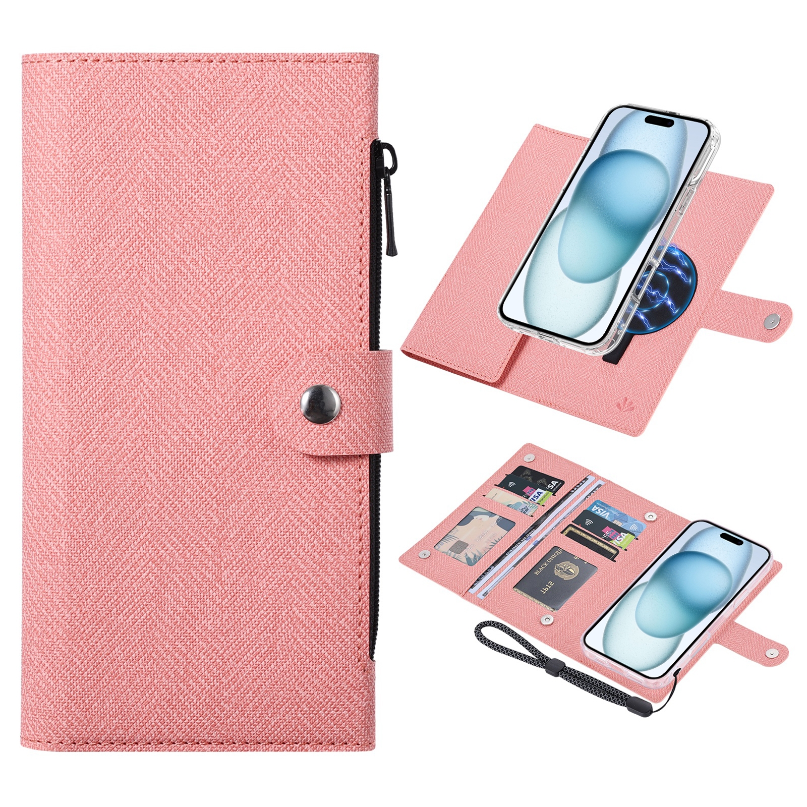 For iPhone 15 ViLi GBS-C Series MagSafe Magnetic RFID Leather Flip Phone Case(Pink) For iPhone 15 ViLi GBS-C Series MagSafe Magnetic RFID Leather Flip Phone Case(Pink)