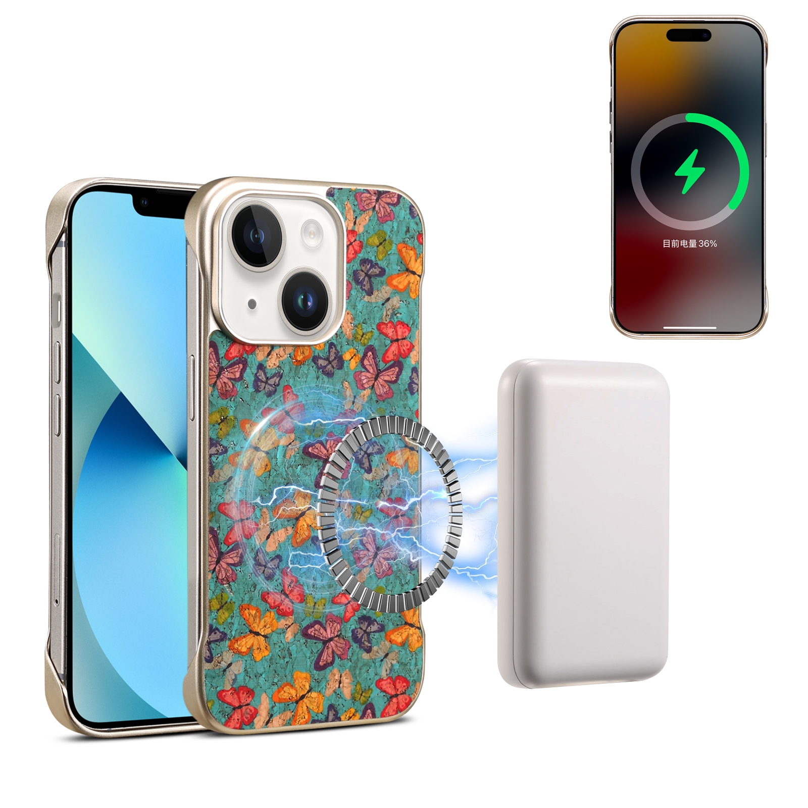 For iPhone 14 / 13 Denior A18 Paint MagSafe Phone Case(Butterflies) For iPhone 14 / 13 Denior A18 Paint MagSafe Phone Case(Butterflies)
