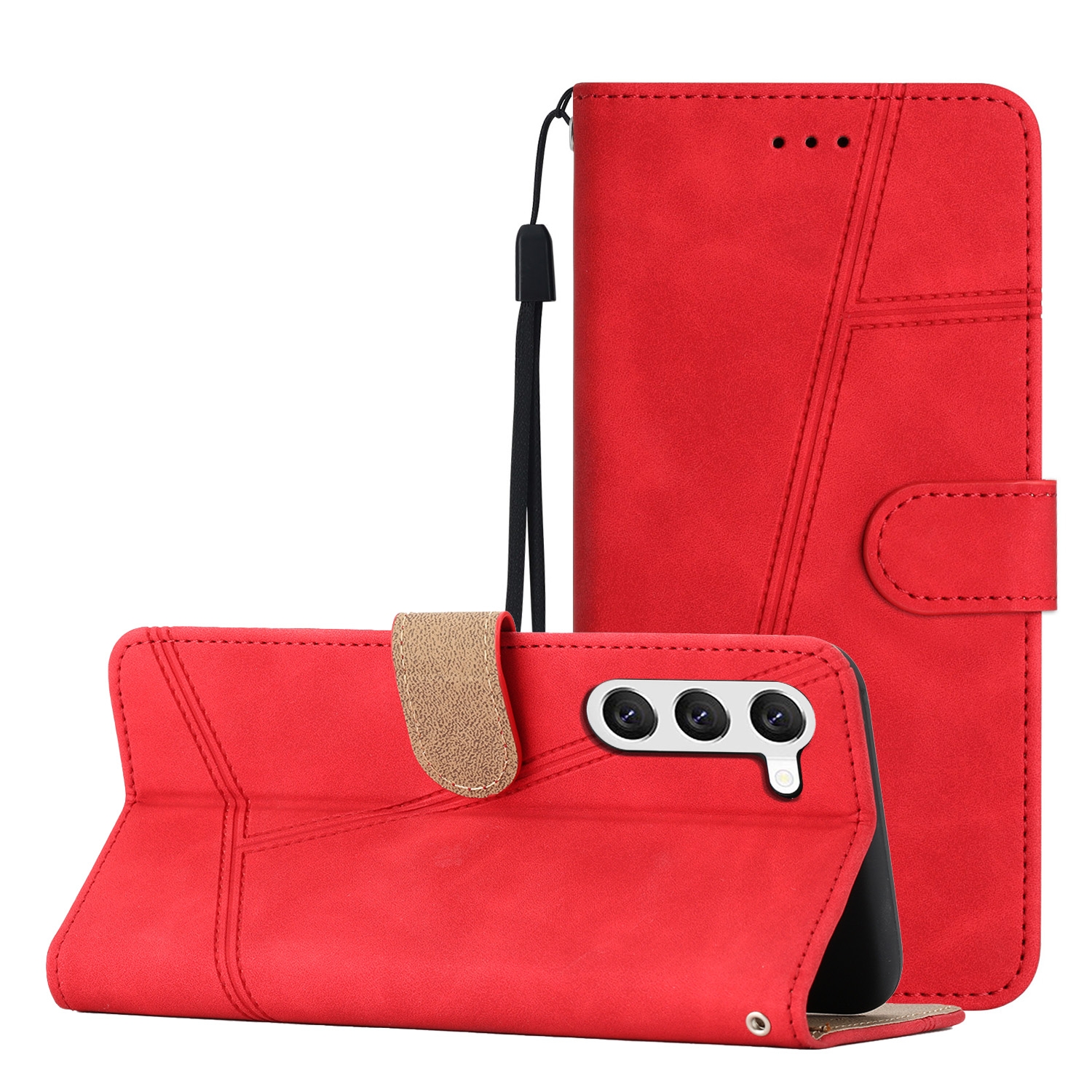 For Samsung Galaxy S25+ 5G Skin-feel Stitching Leather Phone Case(Red) For Samsung Galaxy S25+ 5G Skin-feel Stitching Leather Phone Case(Red)