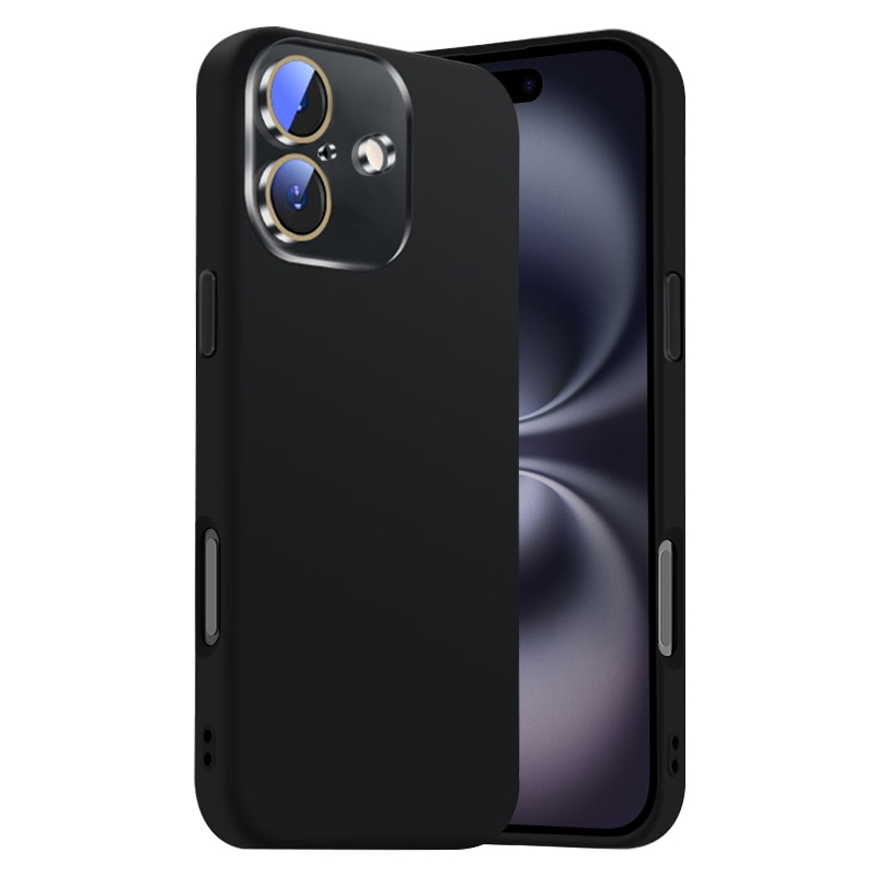 For iPhone 16 Nano Lens Cover Liquid Silicone Phone Case(Black) For iPhone 16 Nano Lens Cover Liquid Silicone Phone Case(Black)