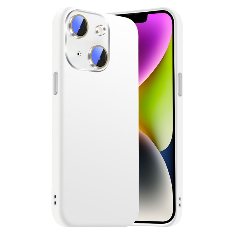 For iPhone 14 Nano Lens Cover Liquid Silicone Phone Case(White) For iPhone 14 Nano Lens Cover Liquid Silicone Phone Case(White)