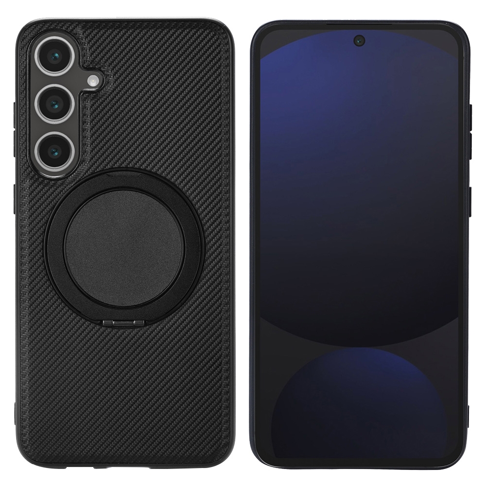 For Samsung Galaxy S25 5G ViLi TCY Series Kevlar Leather Texture Rotating Holder Phone Case(Black) For Samsung Galaxy S25 5G ViLi TCY Series Kevlar Leather Texture Rotating Holder Phone Case(Black)