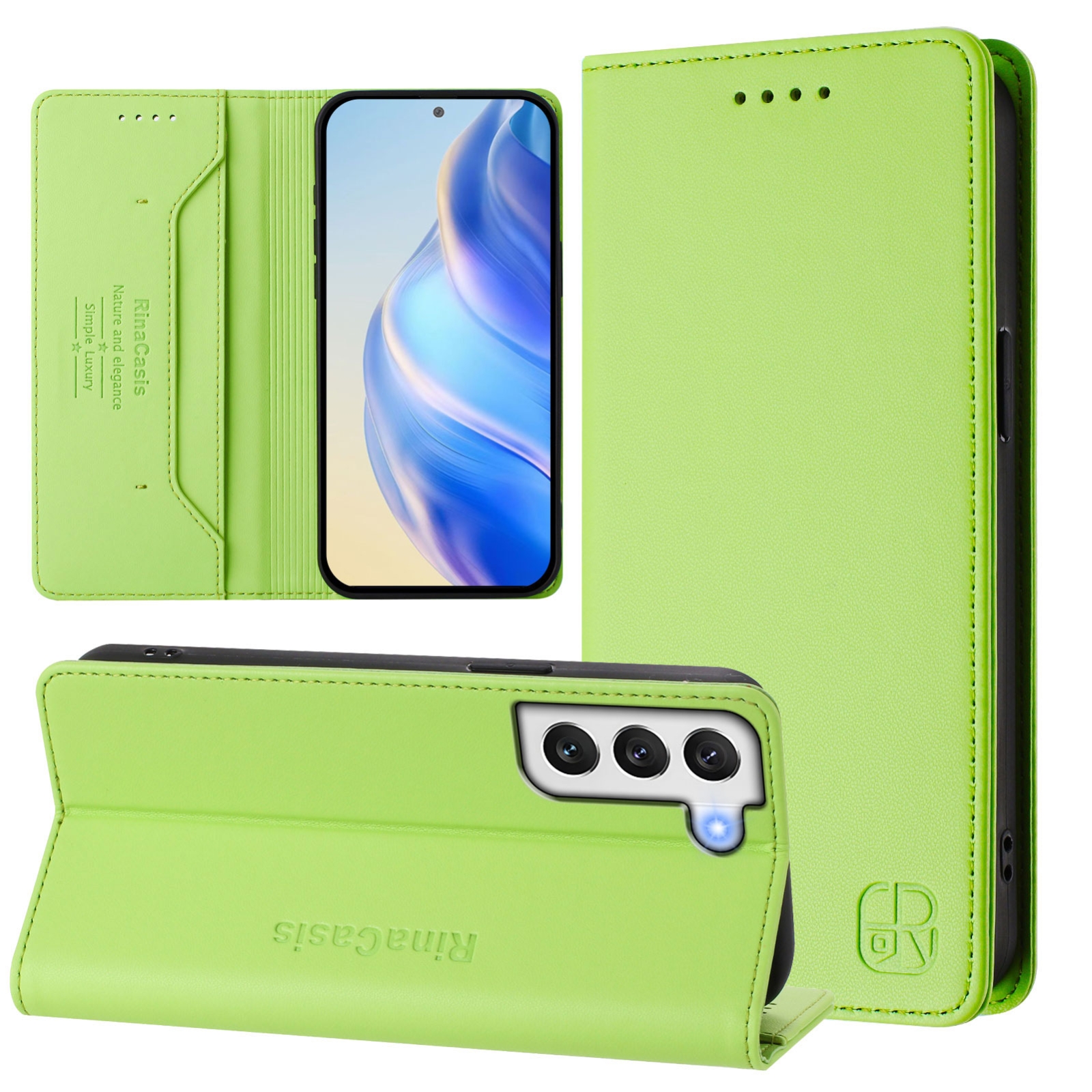 For Samsung Galaxy S21 5G RC01 Dual-Folded Magnetic Suction RFID Leather Phone Case(Grass Green) For Samsung Galaxy S21 5G RC01 Dual-Folded Magnetic Suction RFID Leather Phone Case(Grass Green)