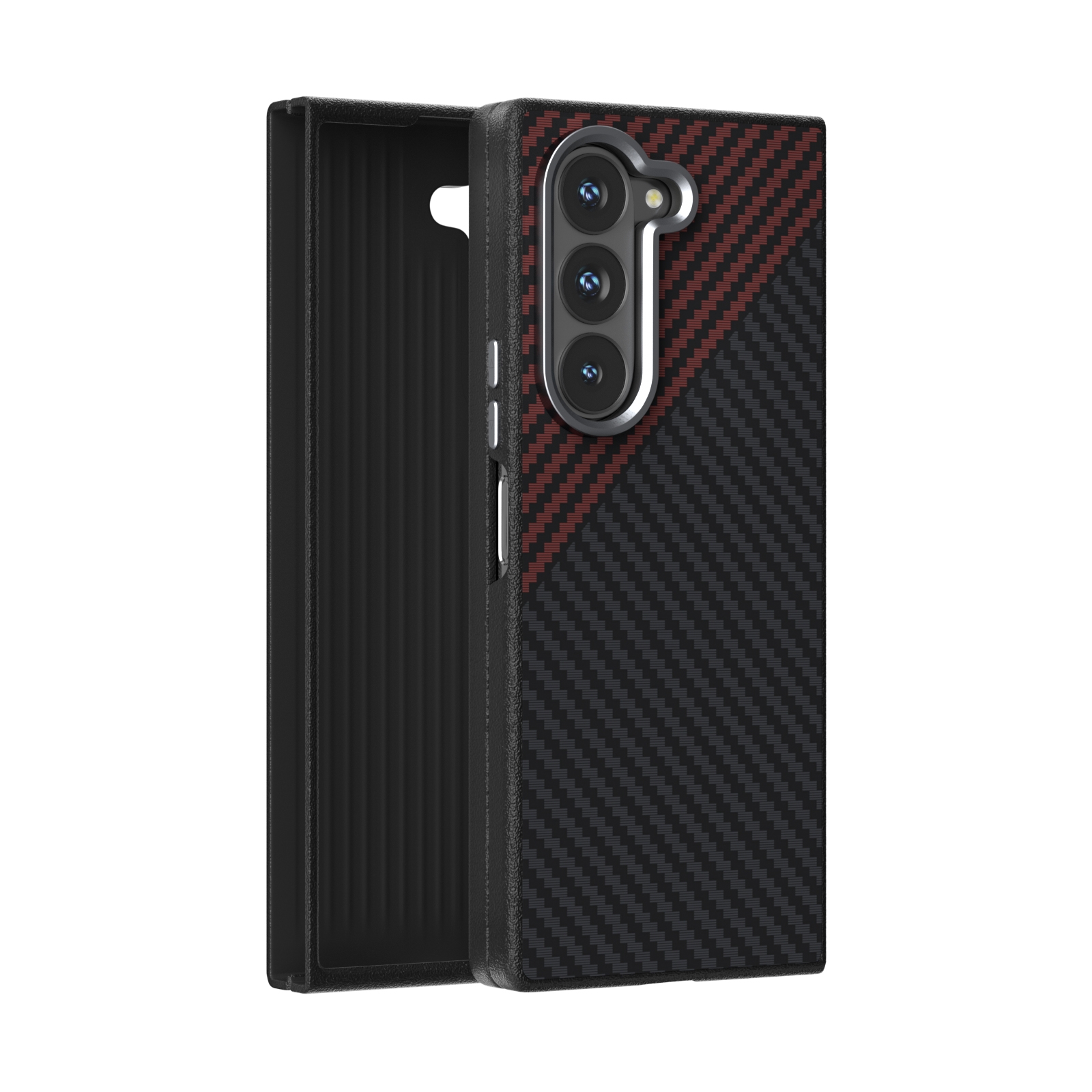 For Samsung Galaxy Z Fold5 5G ABEEL C Carbon Fiber Series 6D Micro Relief MagSafe Phone Case(Black Red) For Samsung Galaxy Z Fold5 5G ABEEL C Carbon Fiber Series 6D Micro Relief MagSafe Phone Case(Black Red)