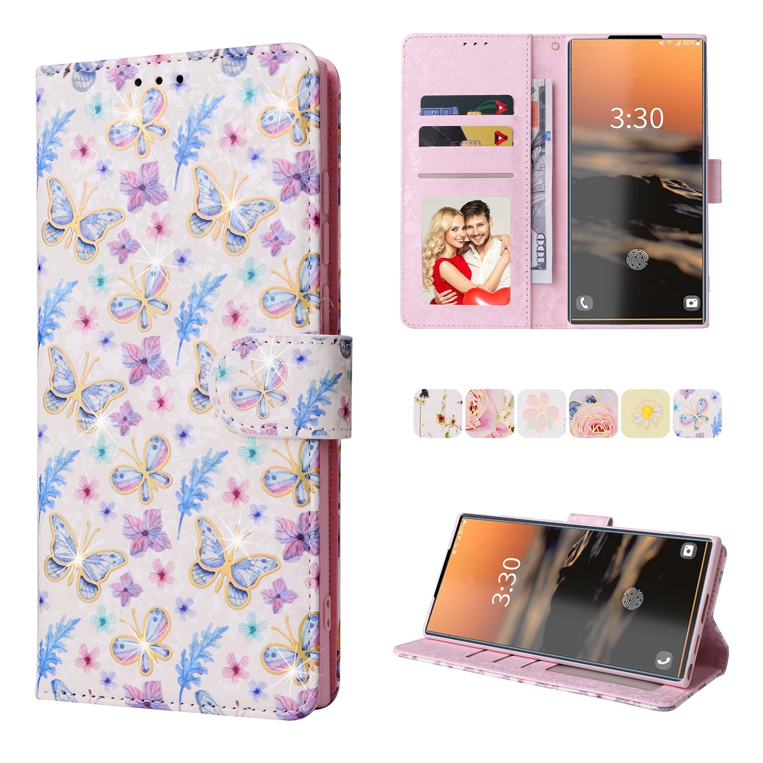 For Samsung Galaxy S23 Ultra 5G Bronzing Painting RFID Leather Phone Case(Pansies) For Samsung Galaxy S23 Ultra 5G Bronzing Painting RFID Leather Phone Case(Pansies)