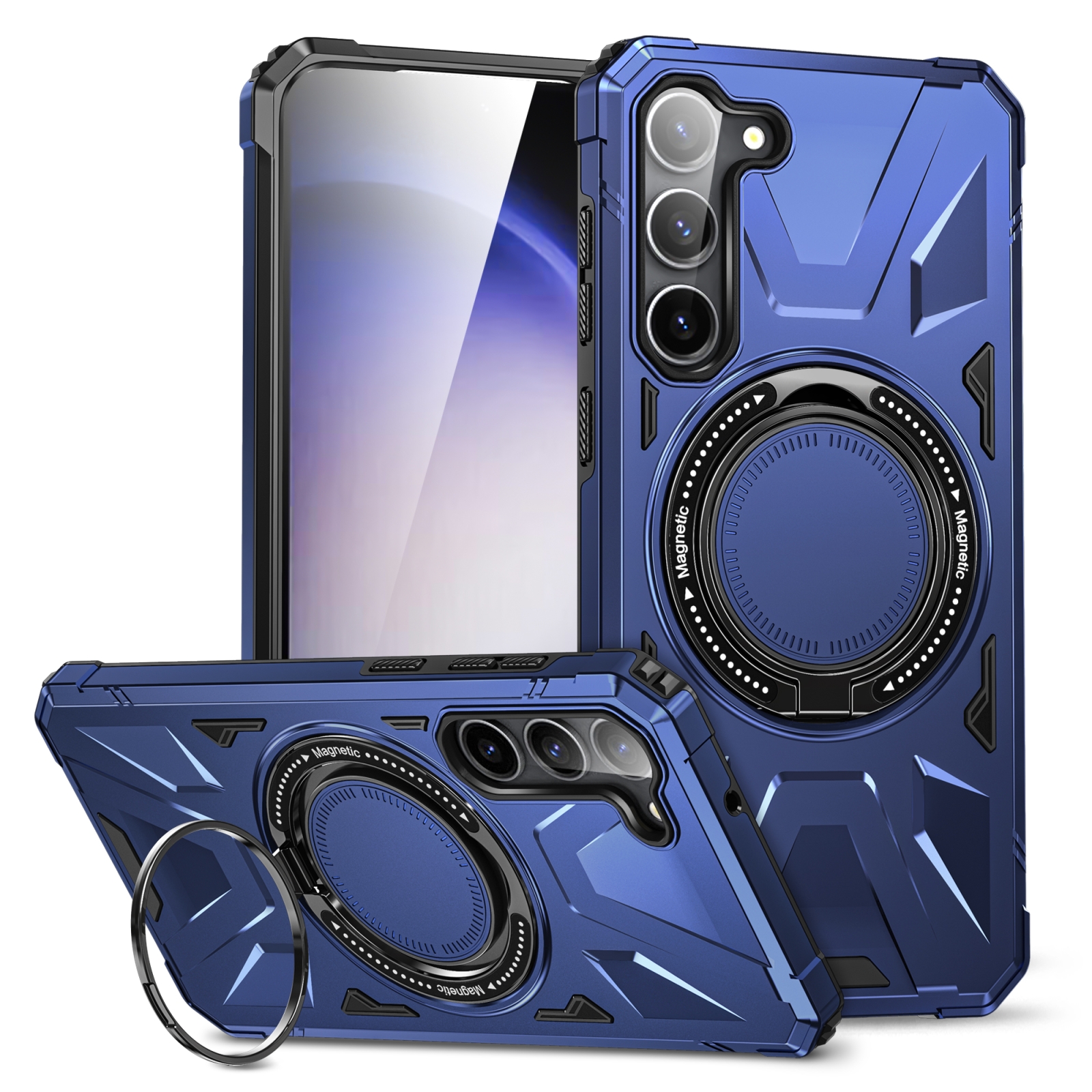 For Samsung Galaxy S25 5G MagSafe Magnetic Shockproof Phone Case with Ring Holder(Navy Blue) For Samsung Galaxy S25 5G MagSafe Magnetic Shockproof Phone Case with Ring Holder(Navy Blue)