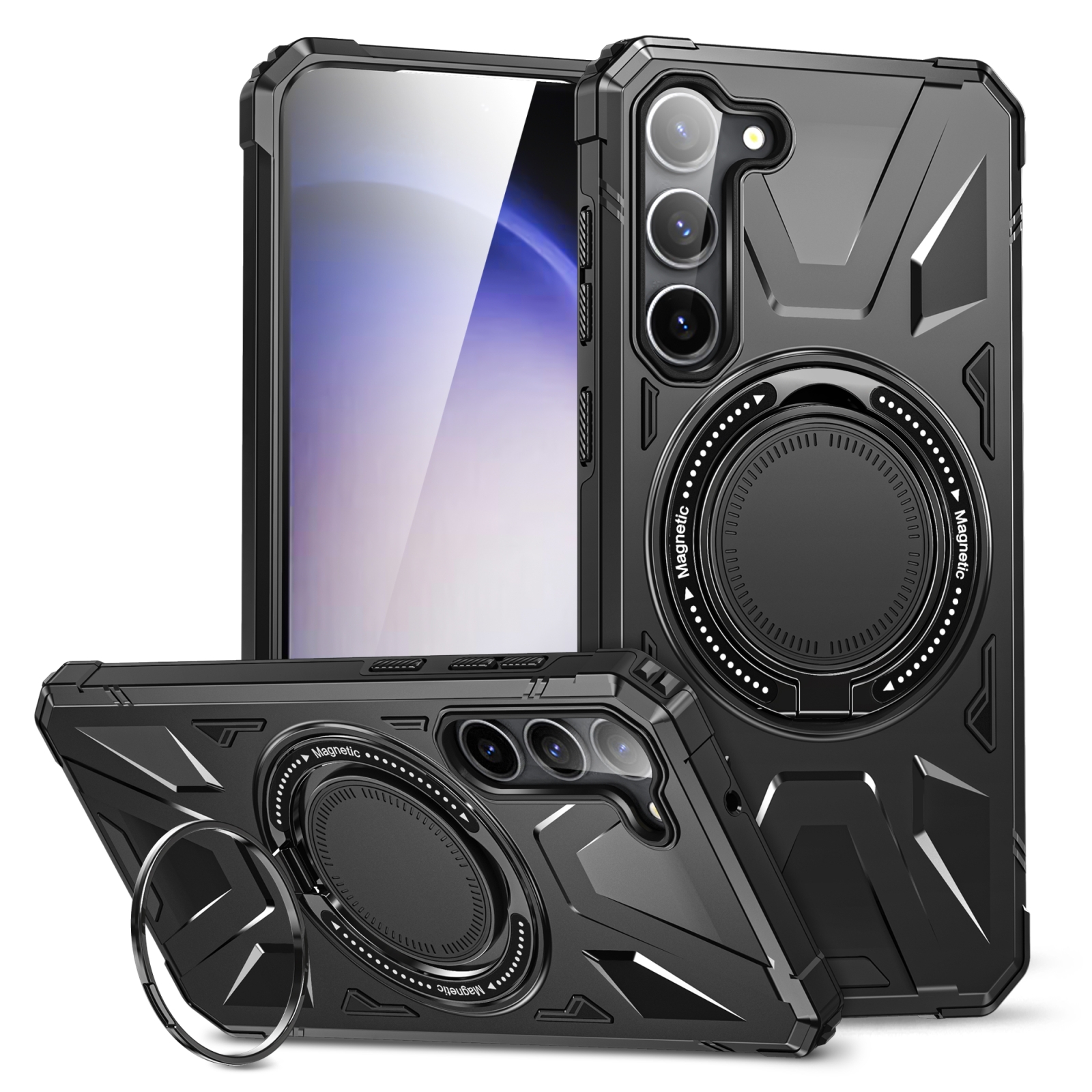 For Samsung Galaxy S25+ 5G MagSafe Magnetic Shockproof Phone Case with Ring Holder(Black) For Samsung Galaxy S25+ 5G MagSafe Magnetic Shockproof Phone Case with Ring Holder(Black)