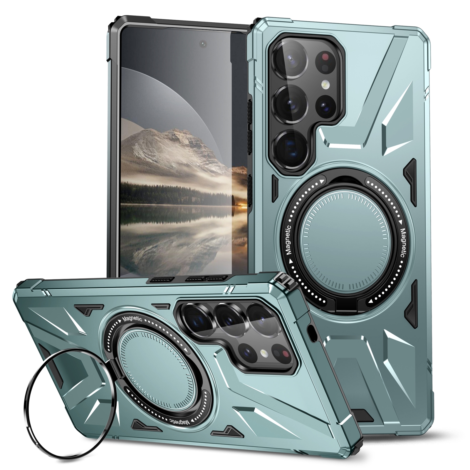 For Samsung Galaxy S25 Ultra 5G MagSafe Magnetic Shockproof Phone Case with Ring Holder(Green) For Samsung Galaxy S25 Ultra 5G MagSafe Magnetic Shockproof Phone Case with Ring Holder(Green)