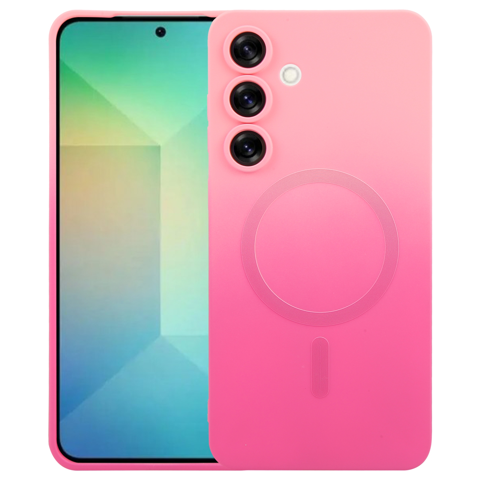 For Samsung Galaxy S25 5G Liquid TPU Silicone Gradient MagSafe Phone Case(Pink Red) For Samsung Galaxy S25 5G Liquid TPU Silicone Gradient MagSafe Phone Case(Pink Red)