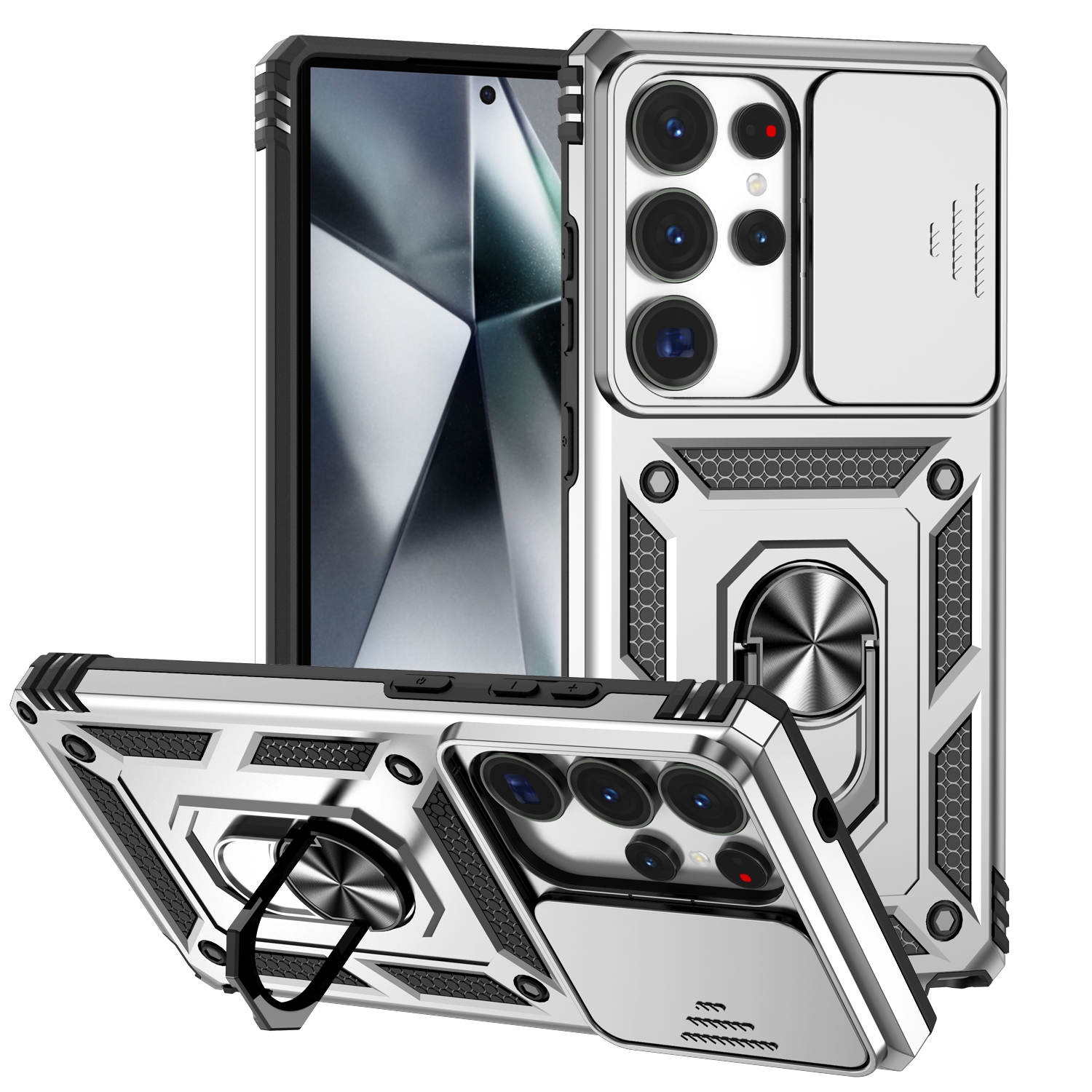 For Samsung Galaxy S25 Ultra 5G Sliding Camshield Holder Phone Case(Silver) For Samsung Galaxy S25 Ultra 5G Sliding Camshield Holder Phone Case(Silver)