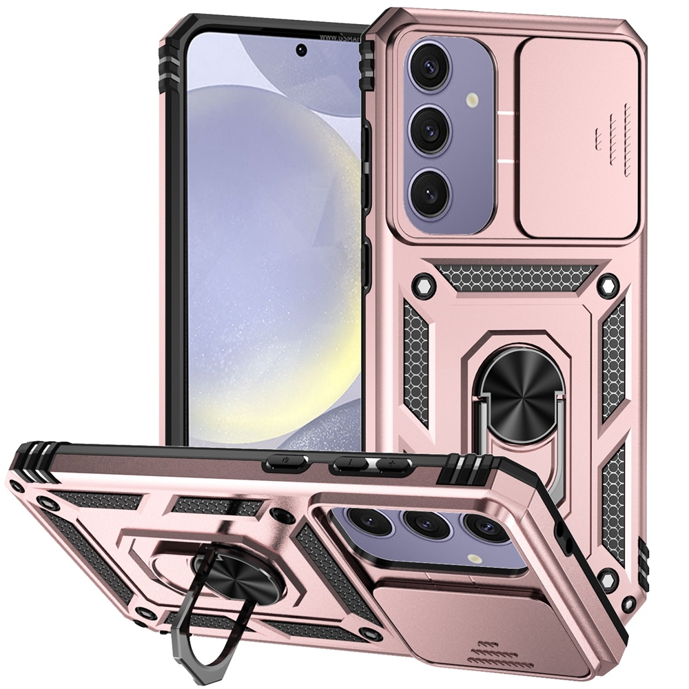 For Samsung Galaxy S24 FE 5G Sliding Camshield Holder Phone Case(Rose Gold) For Samsung Galaxy S24 FE 5G Sliding Camshield Holder Phone Case(Rose Gold)