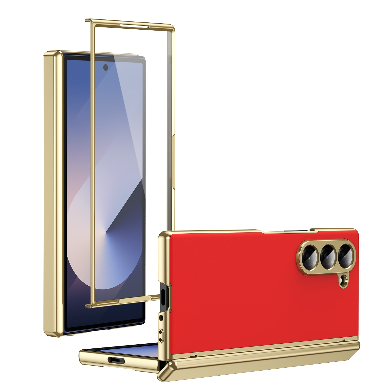 For Samsung Galaxy Z Fold5 Integrated AG Frosted Vacuum Plating Phone Case(Red) For Samsung Galaxy Z Fold5 Integrated AG Frosted Vacuum Plating Phone Case(Red)