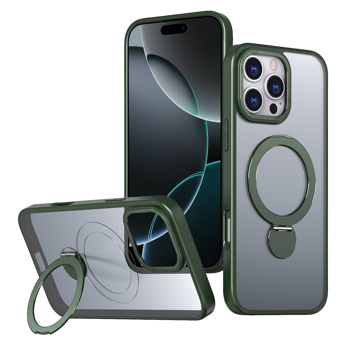 For iPhone 16 Pro Wing Series Gen2 MagSafe Metal Ring Holder Phone Case(Green) For iPhone 16 Pro Wing Series Gen2 MagSafe Metal Ring Holder Phone Case(Green)