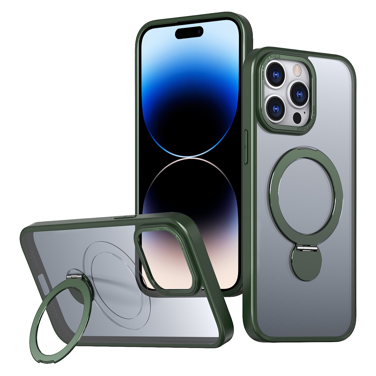 For iPhone 14 Pro Wing Series Gen2 MagSafe Metal Ring Holder Phone Case(Green) For iPhone 14 Pro Wing Series Gen2 MagSafe Metal Ring Holder Phone Case(Green)