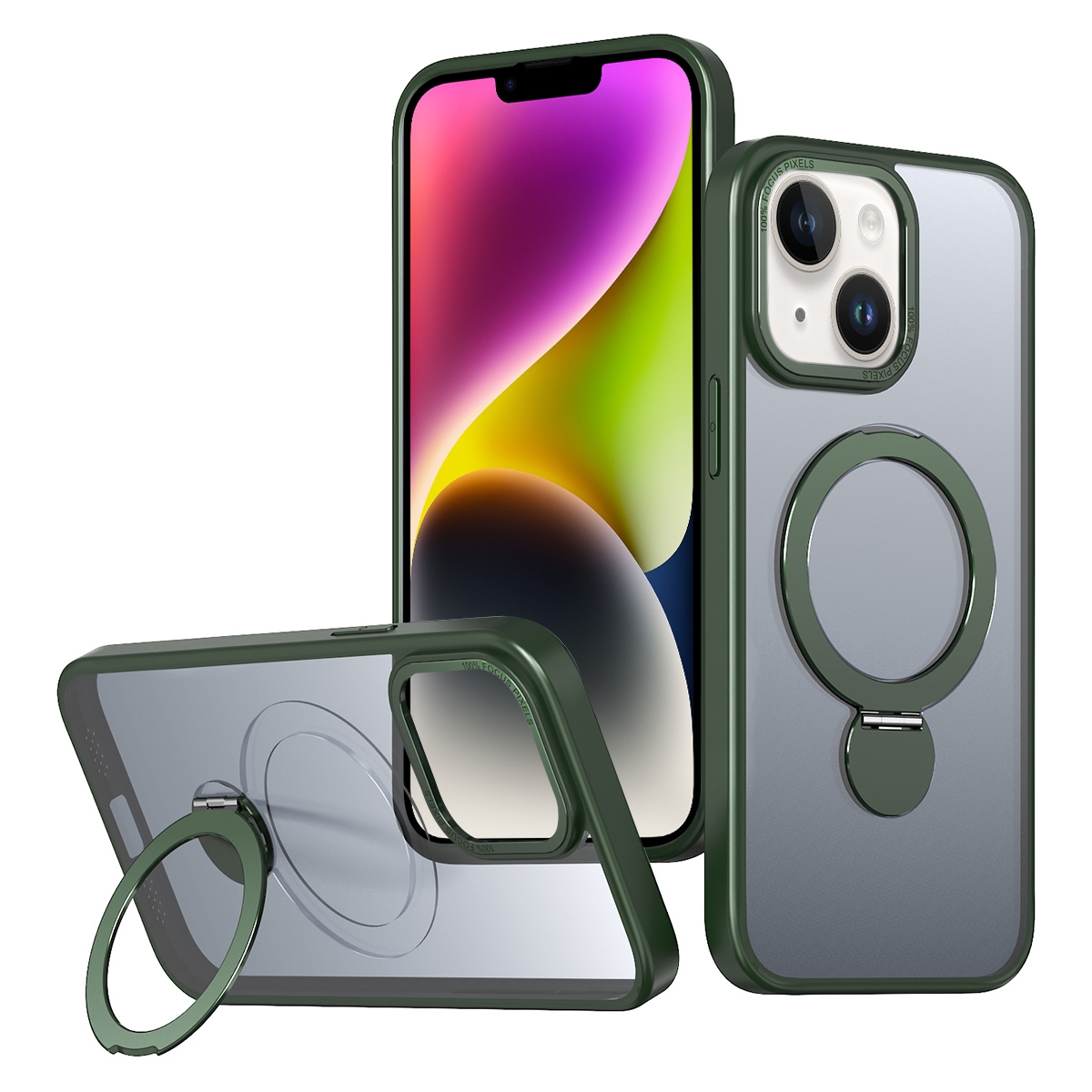 For iPhone 14 Plus Wing Series Gen2 MagSafe Metal Ring Holder Phone Case(Green) For iPhone 14 Plus Wing Series Gen2 MagSafe Metal Ring Holder Phone Case(Green)