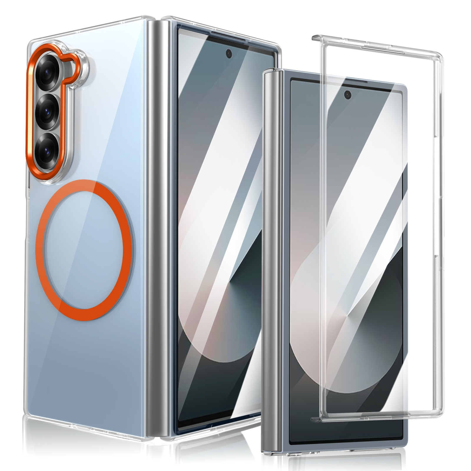 For Samsung Galaxy Z Fold6 lce Folding Series MagSafe Integrated Clear PC Phone Case(Orange) For Samsung Galaxy Z Fold6 lce Folding Series MagSafe Integrated Clear PC Phone Case(Orange)