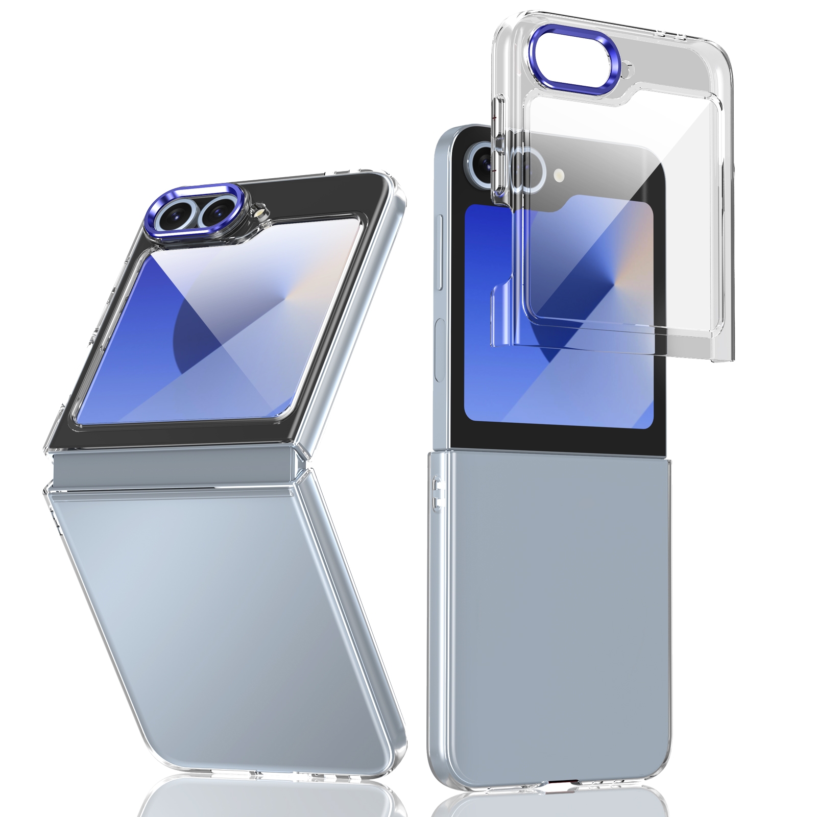 For Samsung Galaxy Z Flip6 lce Folding Series Integrated Clear PC Phone Case(Royal Blue) For Samsung Galaxy Z Flip6 lce Folding Series Integrated Clear PC Phone Case(Royal Blue)
