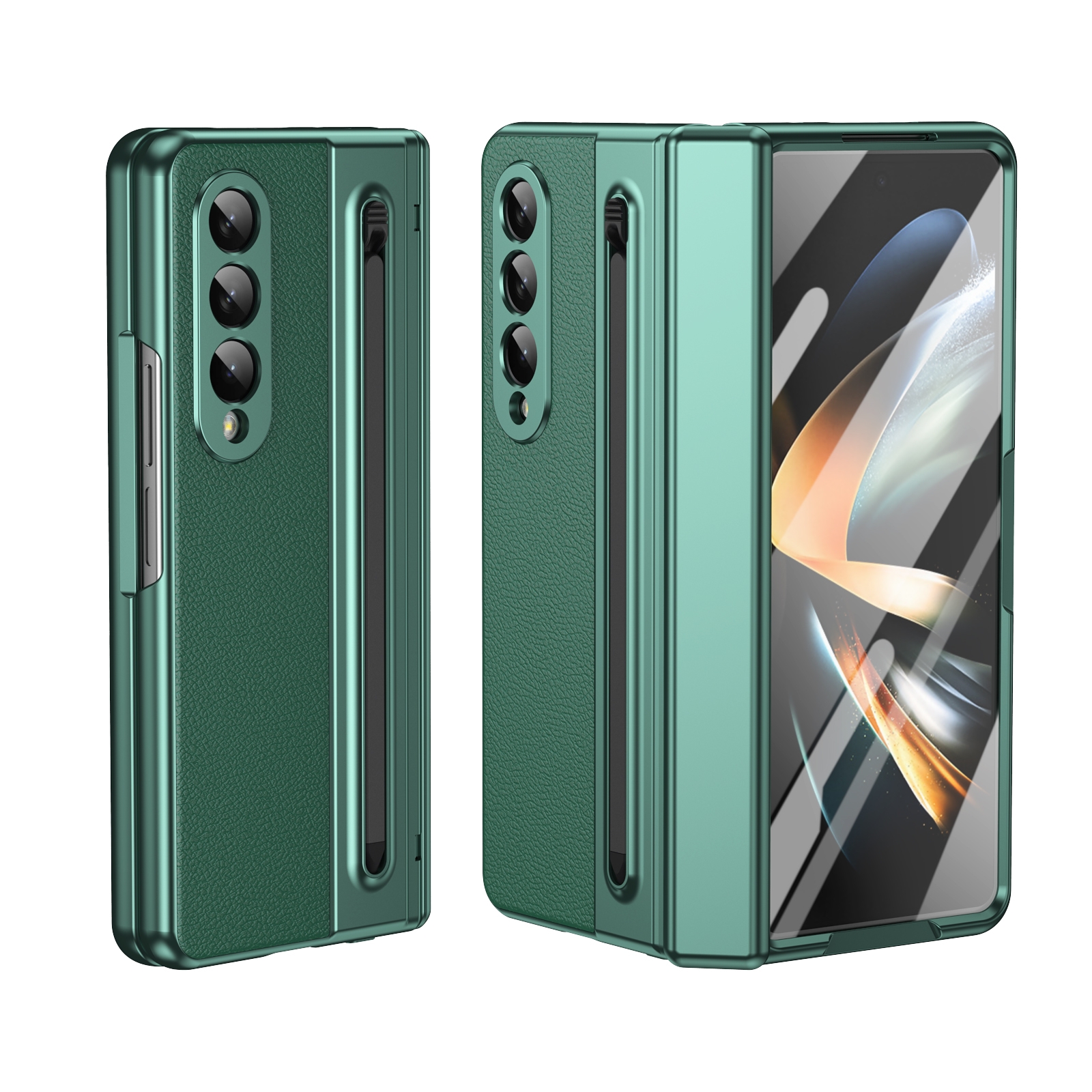 For Samsung Galaxy Z Fold4 Integrated PC + PU Phone Case with Pen / Pen Box(Green) For Samsung Galaxy Z Fold4 Integrated PC + PU Phone Case with Pen / Pen Box(Green)