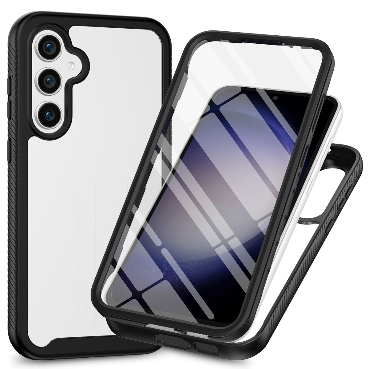 For Samsung Galaxy S24 FE 5G Starry Sky Solid Color Series PC + TPU Phone Case with PET Film(Black) For Samsung Galaxy S24 FE 5G Starry Sky Solid Color Series PC + TPU Phone Case with PET Film(Black)
