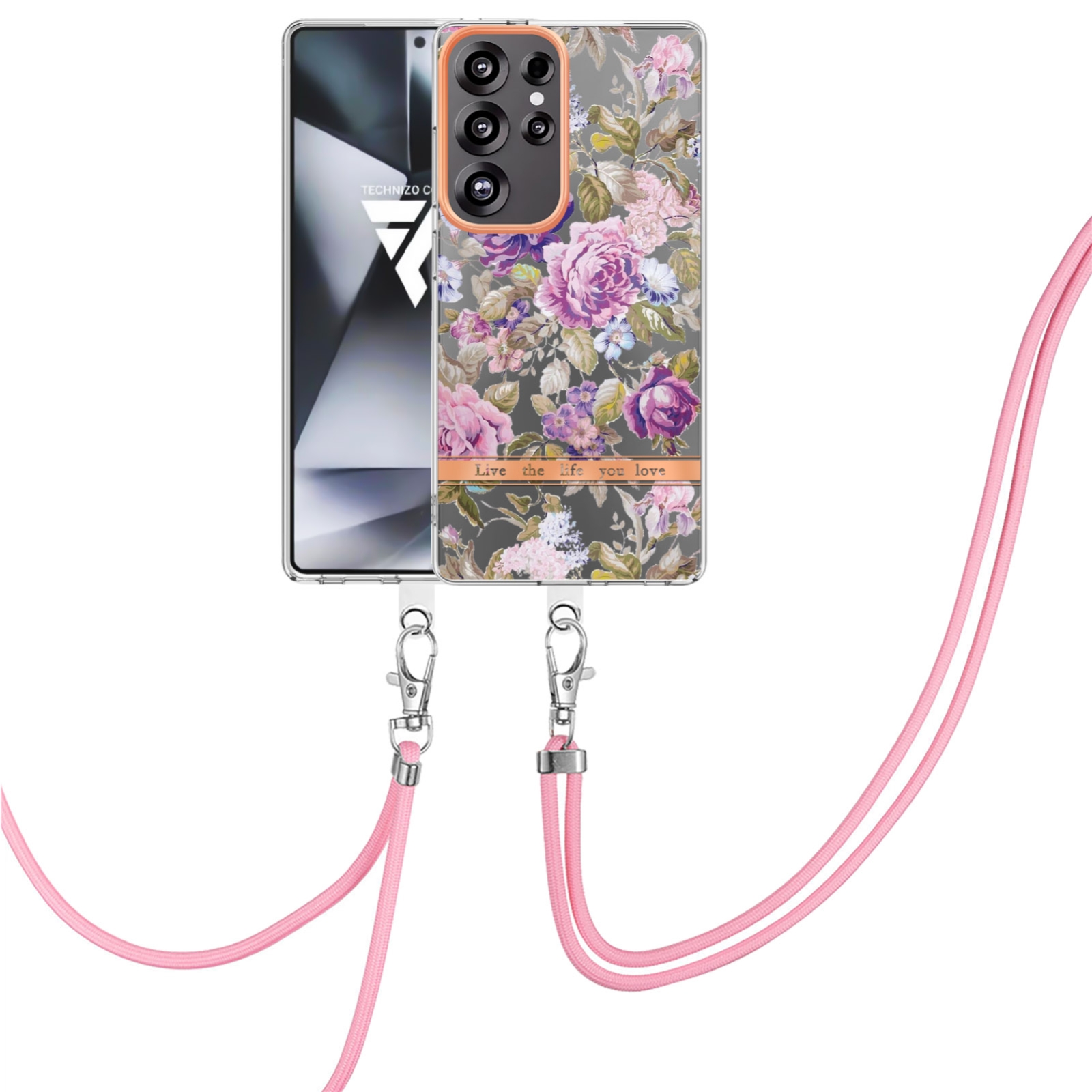 For Samsung Galaxy S25 Ultra 5G Flowers and Plants Series IMD TPU Phone Case with Lanyard(Purple Peony) For Samsung Galaxy S25 Ultra 5G Flowers and Plants Series IMD TPU Phone Case with Lanyard(Purple Peony)