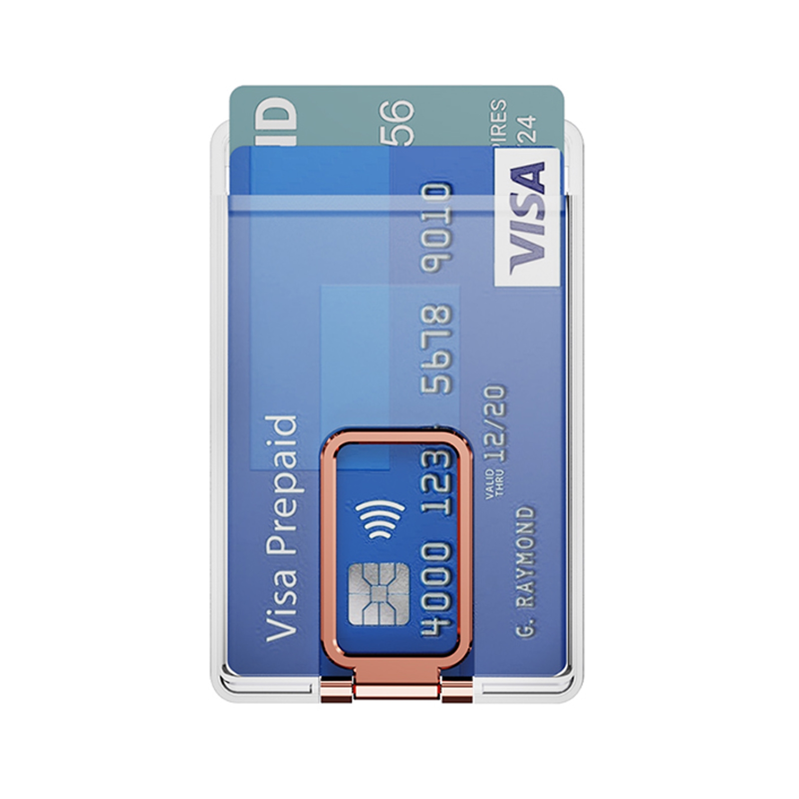 Skin Feel PC Magnetic Card Bag with Holder(Rose Gold) Skin Feel PC Magnetic Card Bag with Holder(Rose Gold)