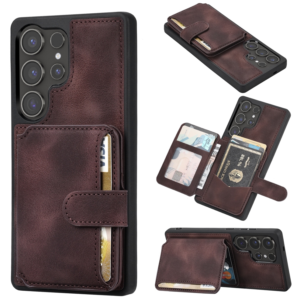 For Samsung Galaxy S25 Ultra 5G Skin Feel Dream RFID Anti-theft PU Card Bag Phone Case(Coffee) For Samsung Galaxy S25 Ultra 5G Skin Feel Dream RFID Anti-theft PU Card Bag Phone Case(Coffee)