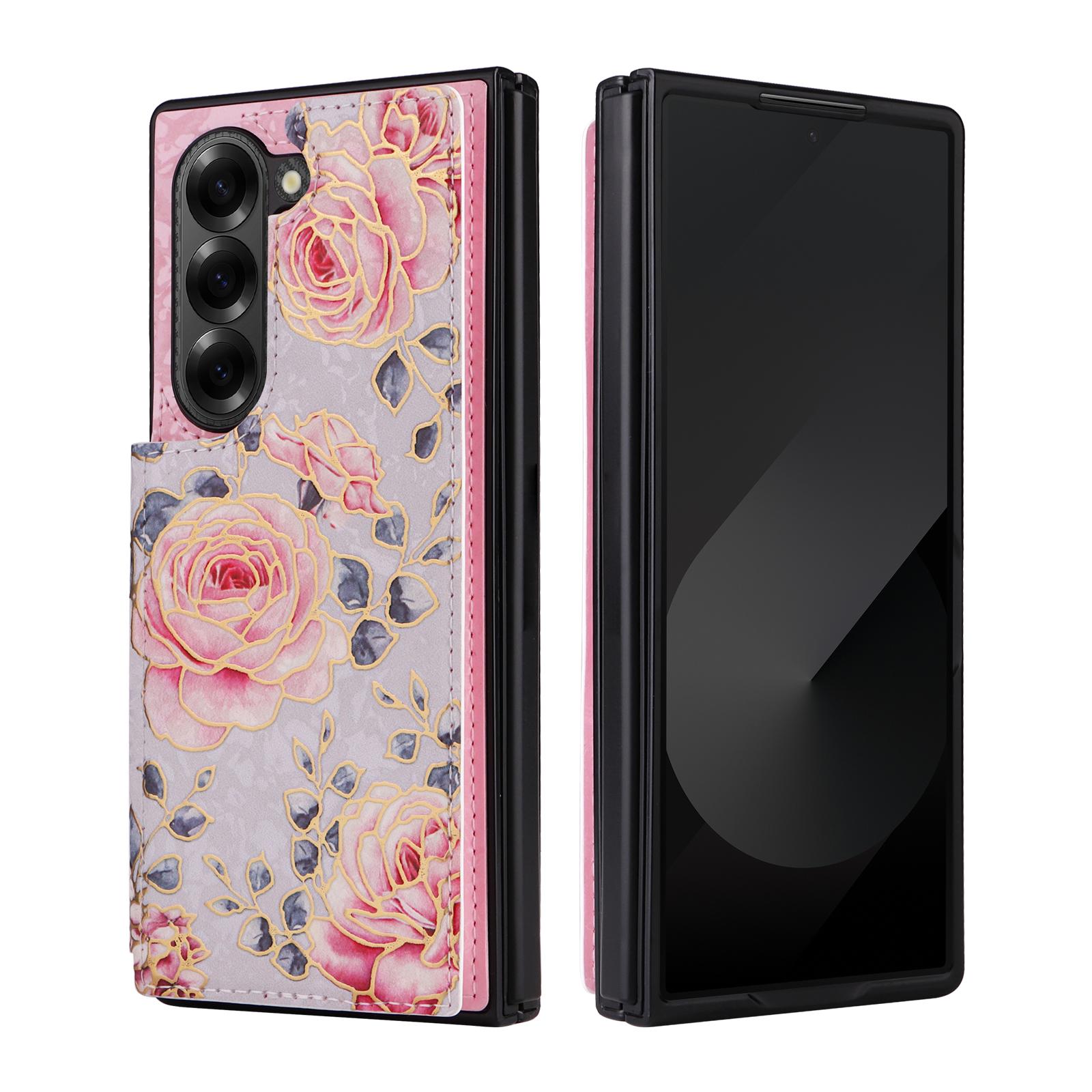 For Samsung Galaxy Z Fold6 Printed Double Buckle RFID Anti-theft Phone Case(Pastoral Rose) For Samsung Galaxy Z Fold6 Printed Double Buckle RFID Anti-theft Phone Case(Pastoral Rose)