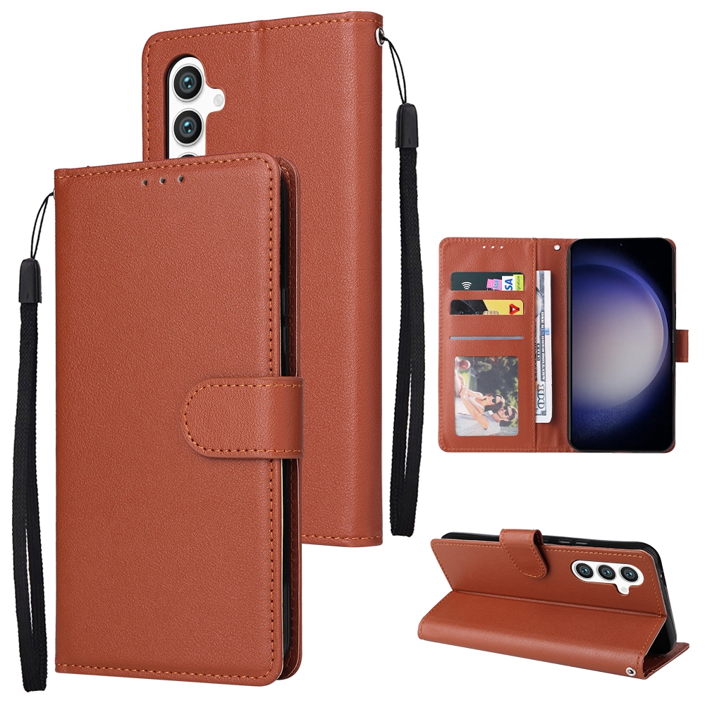 For Samsung Galaxy S25 5G 3-Card Slots Multifunctional Leather Phone Case(Brown) For Samsung Galaxy S25 5G 3-Card Slots Multifunctional Leather Phone Case(Brown)