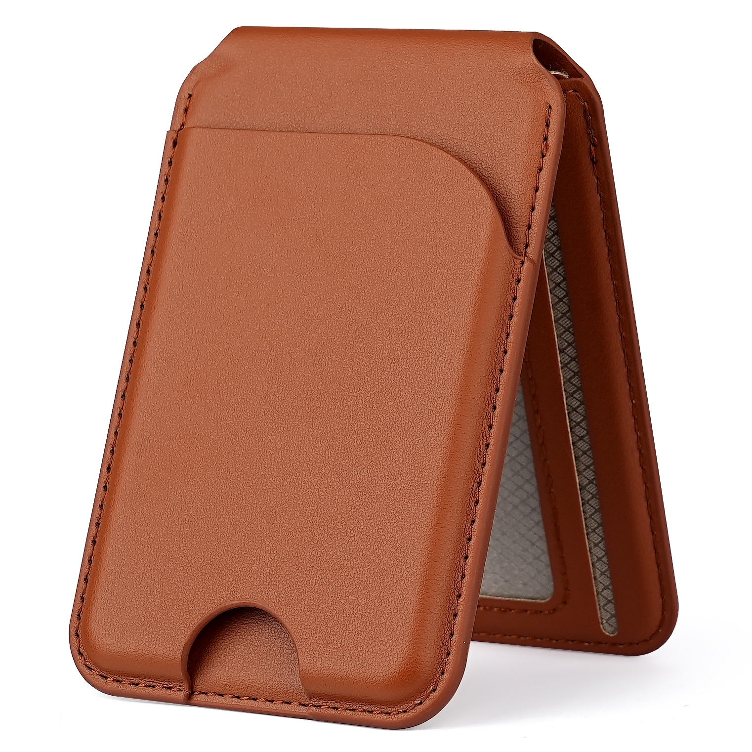 Two-fold Rotating Phone Holder MagSafe Leather Card Bag(Brown) Two-fold Rotating Phone Holder MagSafe Leather Card Bag(Brown)