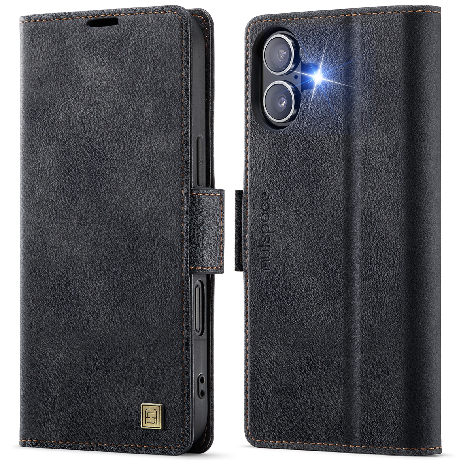 For iPhone 16 Plus AutSpace A11 Side Buckle MagSafe Magnetic RFID Phone Leather Case(Black) For iPhone 16 Plus AutSpace A11 Side Buckle MagSafe Magnetic RFID Phone Leather Case(Black)