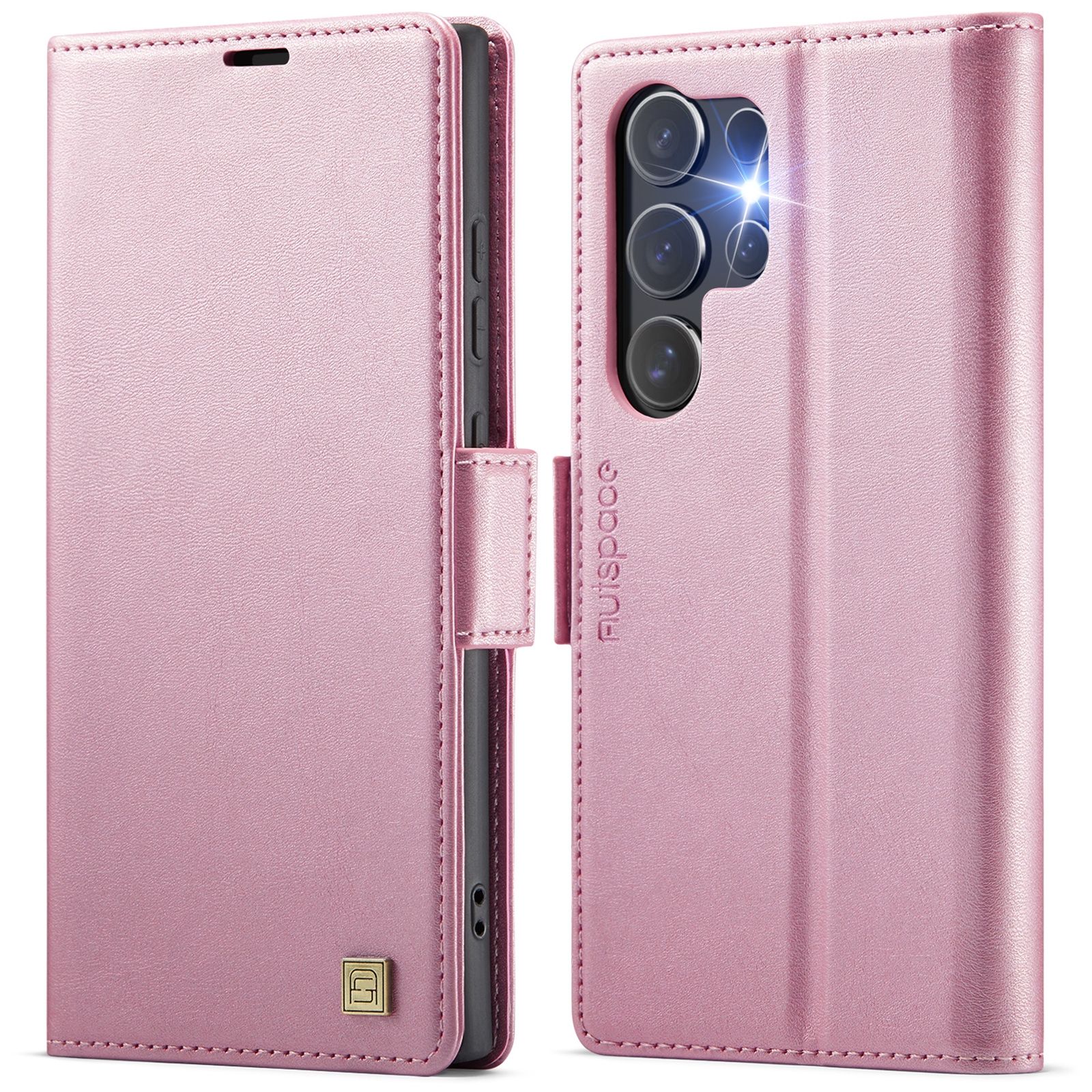 For Samsung Galaxy S24 Ultra 5G AutSpace A11 Side Buckle MagSafe Magnetic RFID Phone Leather Case(Rose Gold) For Samsung Galaxy S24 Ultra 5G AutSpace A11 Side Buckle MagSafe Magnetic RFID Phone Leather Case(Rose Gold)