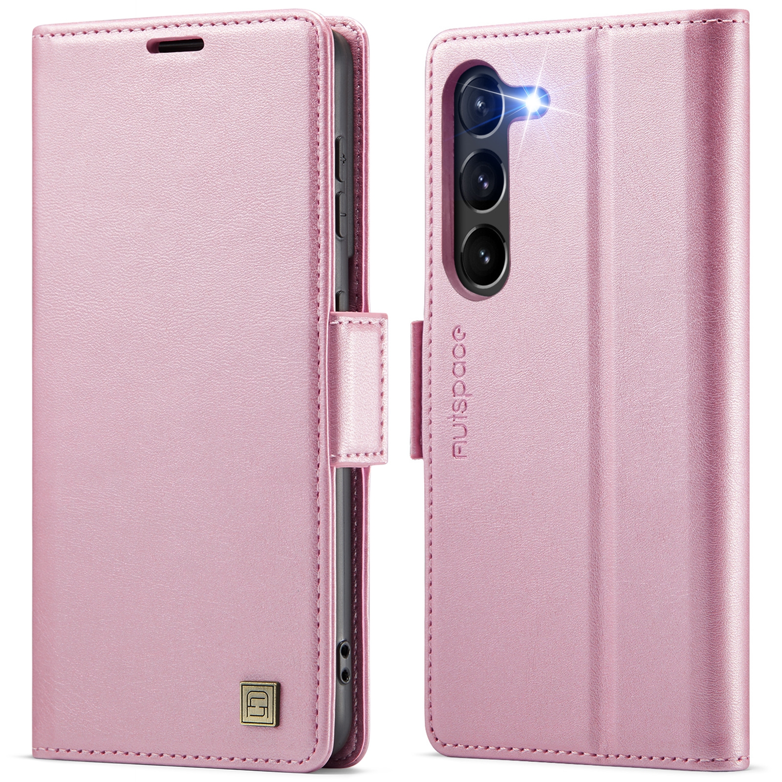For Samsung Galaxy S23+ 5G AutSpace A11 Side Buckle MagSafe Magnetic RFID Phone Leather Case(Rose Gold) For Samsung Galaxy S23+ 5G AutSpace A11 Side Buckle MagSafe Magnetic RFID Phone Leather Case(Rose Gold)