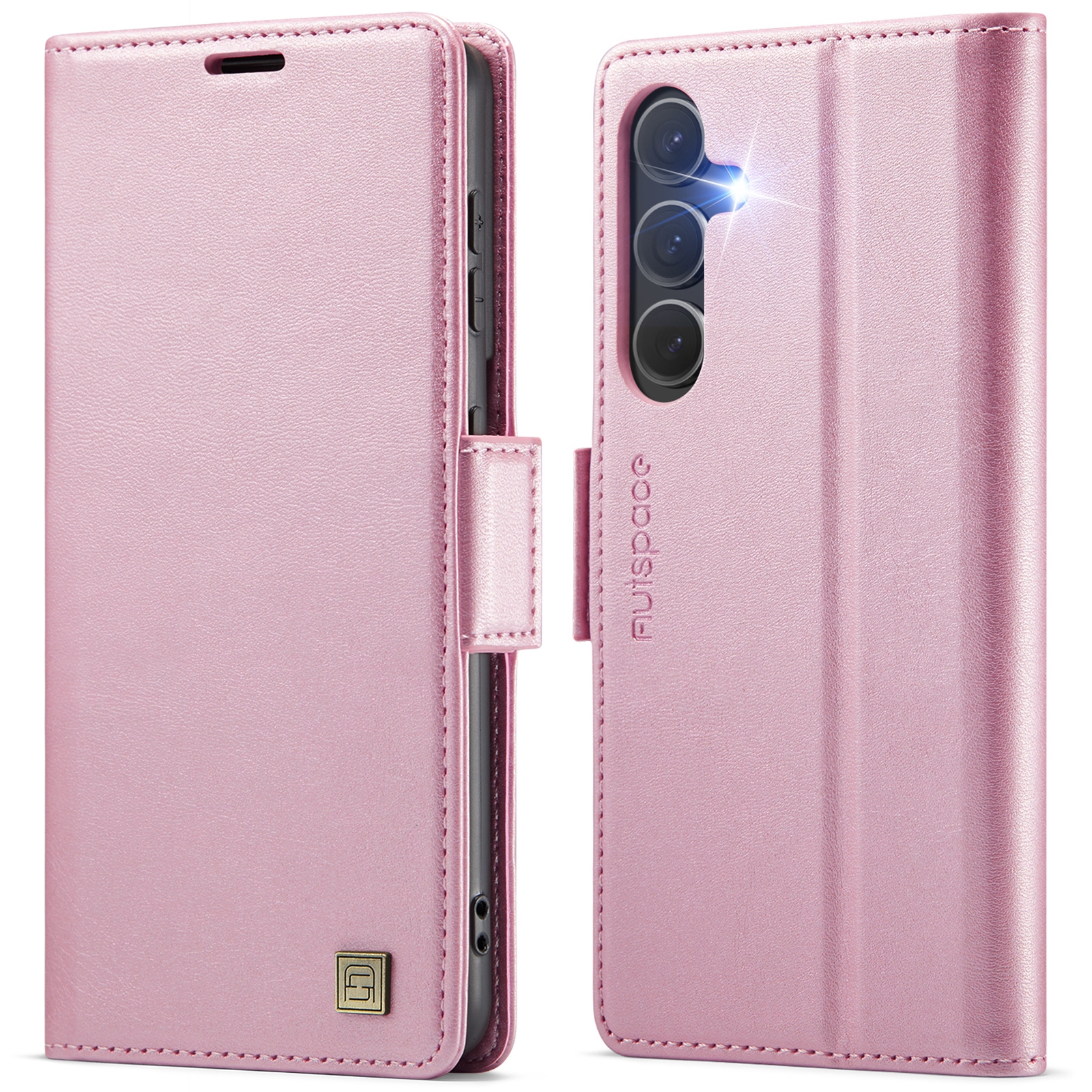 For Samsung Galaxy S24 5G AutSpace A11 Side Buckle MagSafe Magnetic RFID Phone Leather Case(Rose Gold) For Samsung Galaxy S24 5G AutSpace A11 Side Buckle MagSafe Magnetic RFID Phone Leather Case(Rose Gold)