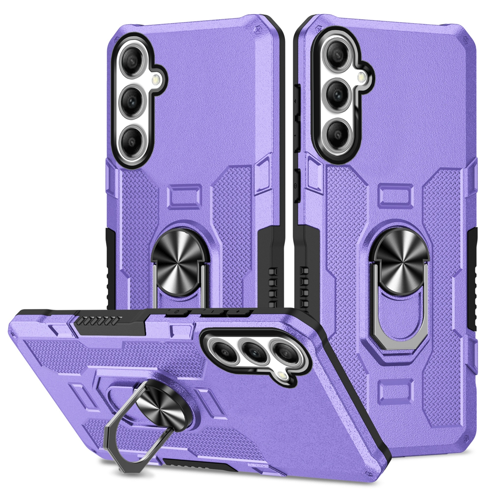 For Samsung Galaxy S25+ 5G Ring Holder Armor Hybrid Phone Case(Purple)