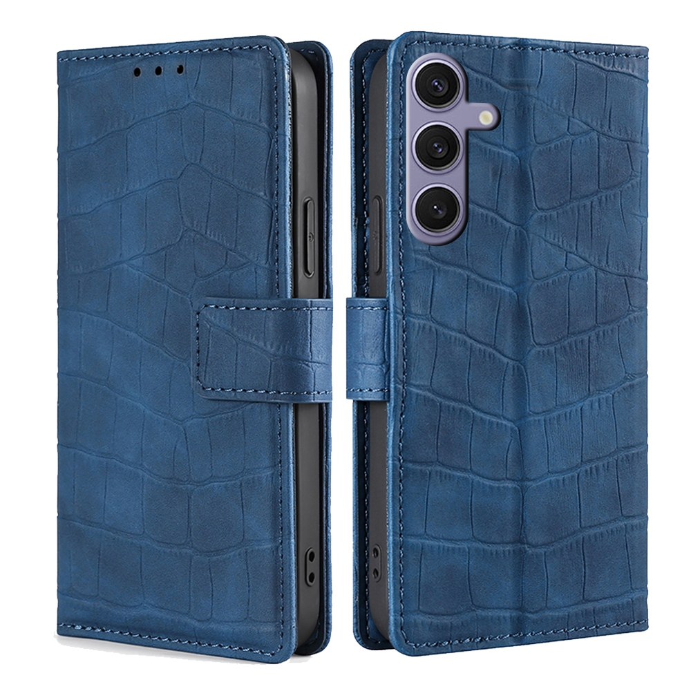 For Samsung Galaxy S25+ 5G Skin Feel Crocodile Magnetic Clasp Leather Phone Case(Blue) For Samsung Galaxy S25+ 5G Skin Feel Crocodile Magnetic Clasp Leather Phone Case(Blue)