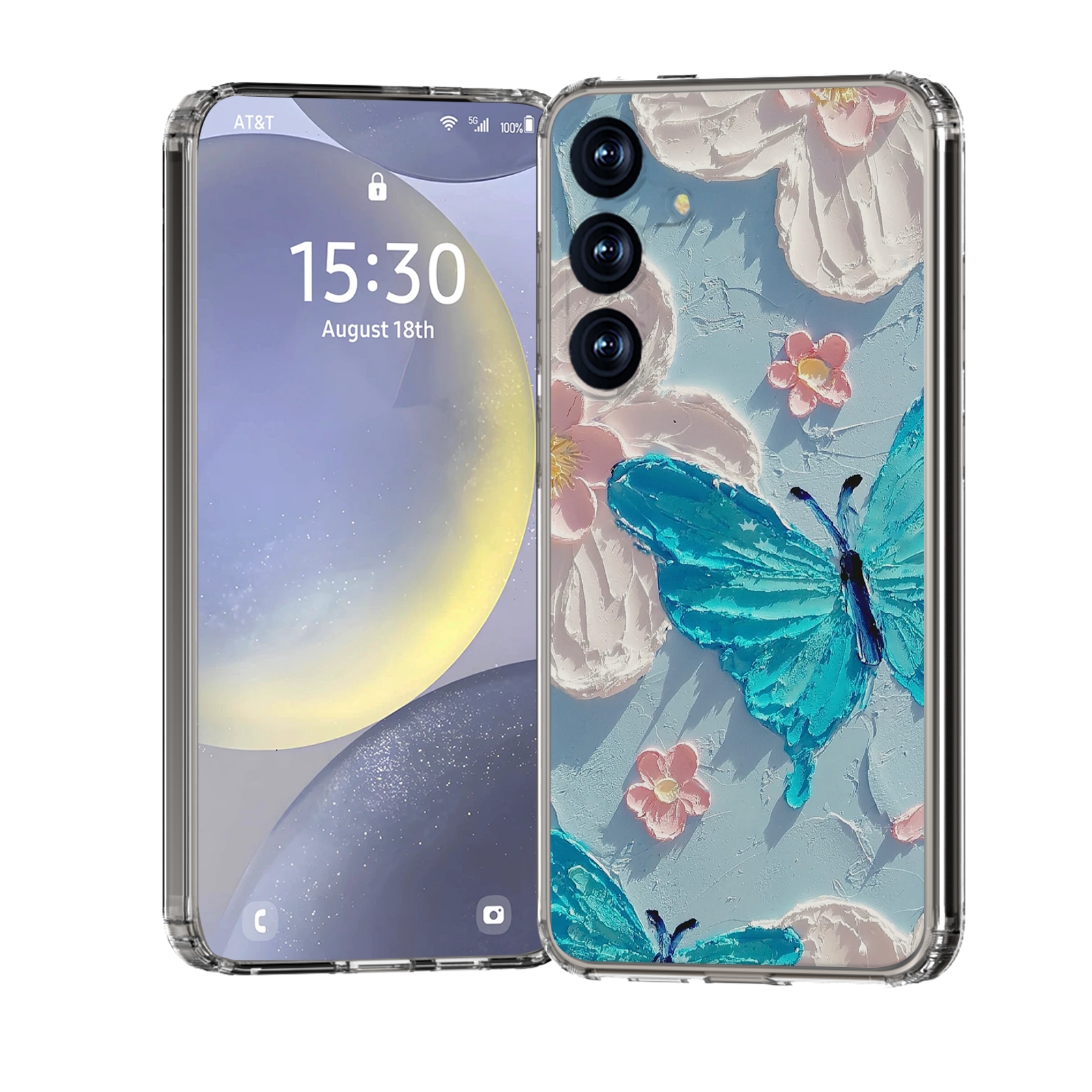 For Samsung Galaxy S25+ 5G IMD Double Piece Simple Fresh Shockproof Phone Case(Blue Butterfly) For Samsung Galaxy S25+ 5G IMD Double Piece Simple Fresh Shockproof Phone Case(Blue Butterfly)