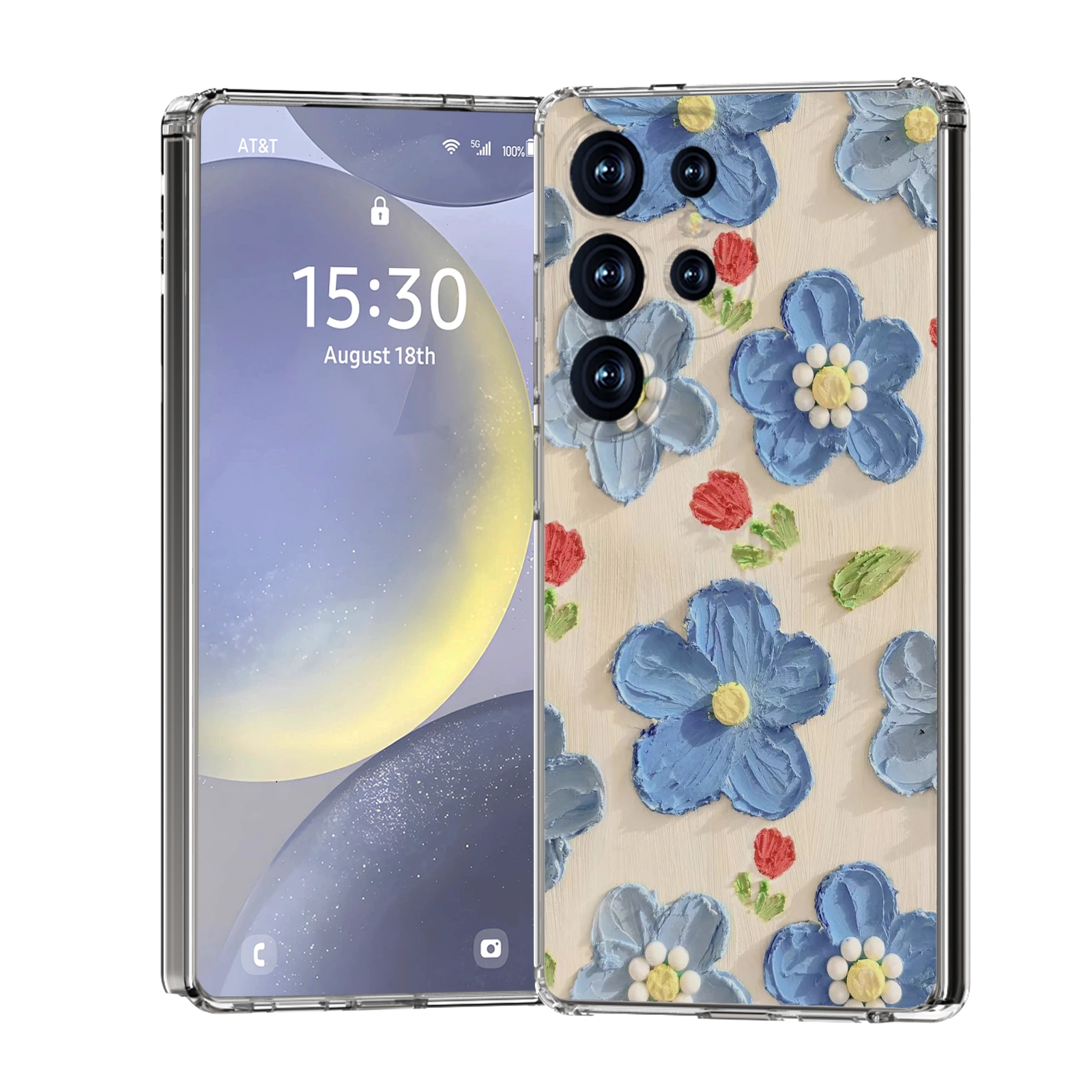 For Samsung Galaxy S25 Ultra 5G IMD Double Piece Simple Fresh Shockproof Phone Case(Blue Flower) For Samsung Galaxy S25 Ultra 5G IMD Double Piece Simple Fresh Shockproof Phone Case(Blue Flower)