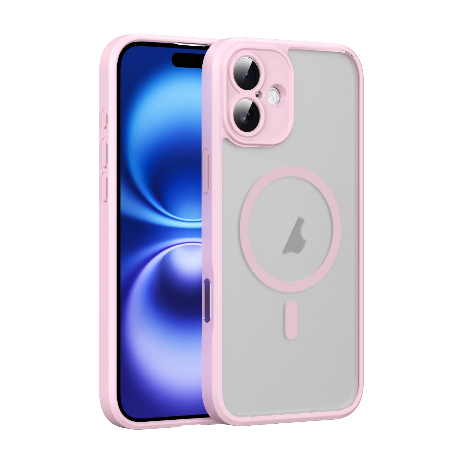 For iPhone 16 Translucent Frosted MagSafe Phone Case with AI Button(Pink) For iPhone 16 Translucent Frosted MagSafe Phone Case with AI Button(Pink)