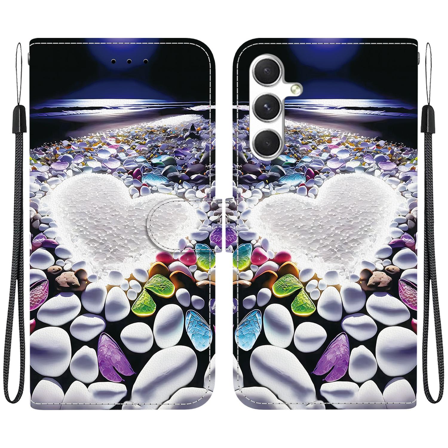 For Samsung Galaxy S24 5G Crystal Texture Colored Drawing Leather Phone Case(Heart Shaped) For Samsung Galaxy S24 5G Crystal Texture Colored Drawing Leather Phone Case(Heart Shaped)