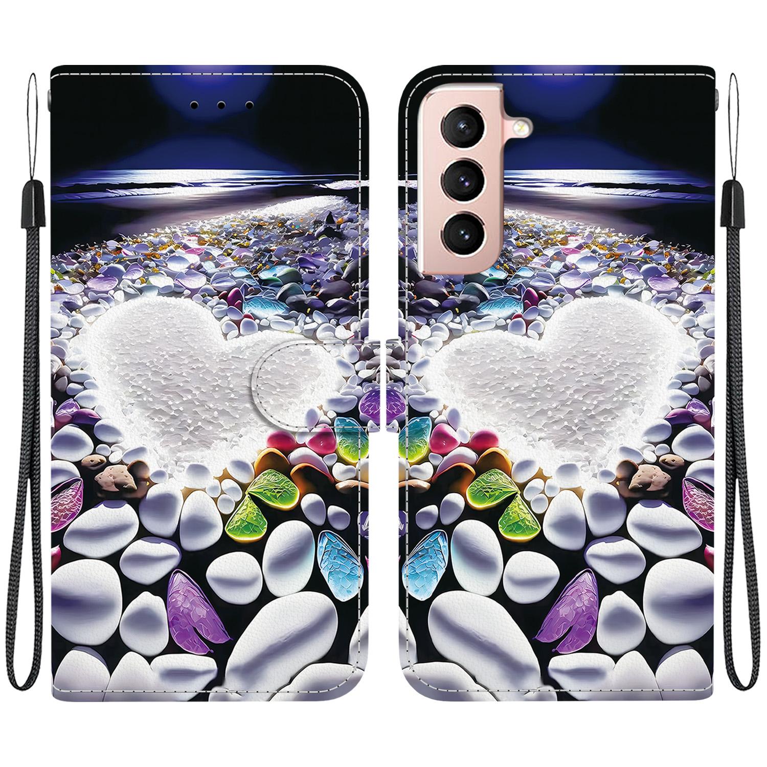 For Samsung Galaxy S21+ 5G Crystal Texture Colored Drawing Leather Phone Case(Heart Shaped) For Samsung Galaxy S21+ 5G Crystal Texture Colored Drawing Leather Phone Case(Heart Shaped)