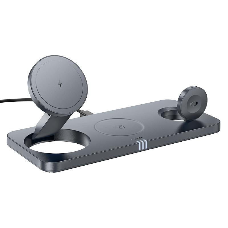 hoco CQ22 Outstanding 3 in 1 Desktop Folding Magnetic Wireless Fast Charger(Grey) hoco CQ22 Outstanding 3 in 1 Desktop Folding Magnetic Wireless Fast Charger(Grey)