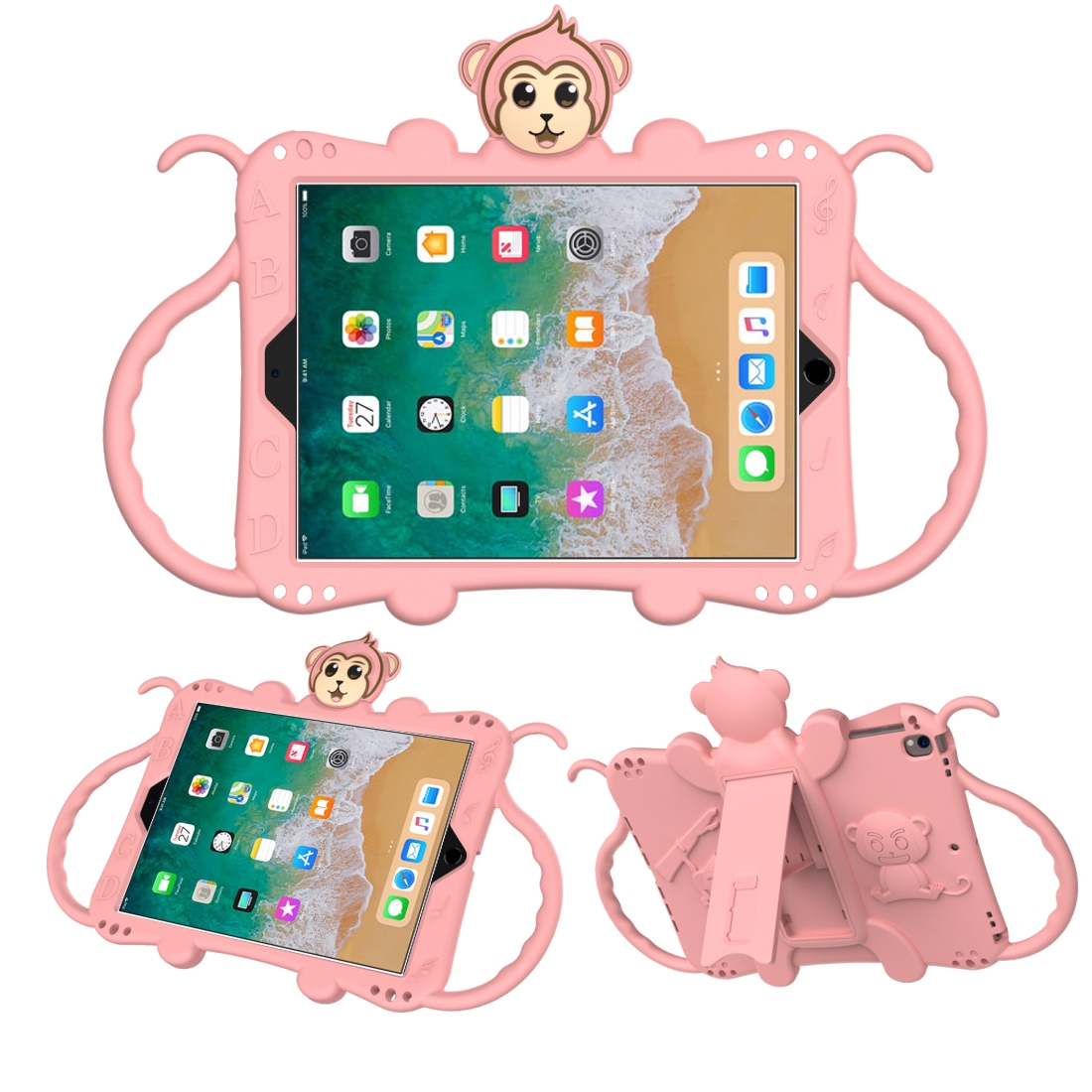 For iPad 9.7 (2017) Cartoon Monkey Kids Tablet Shockproof EVA Protective Case with Holder & Shoulder Strap & Handle(Rose Gold) For iPad 9.7 (2017) Cartoon Monkey Kids Tablet Shockproof EVA Protective Case with Holder & Shoulder Strap & Handle(Rose Gold)