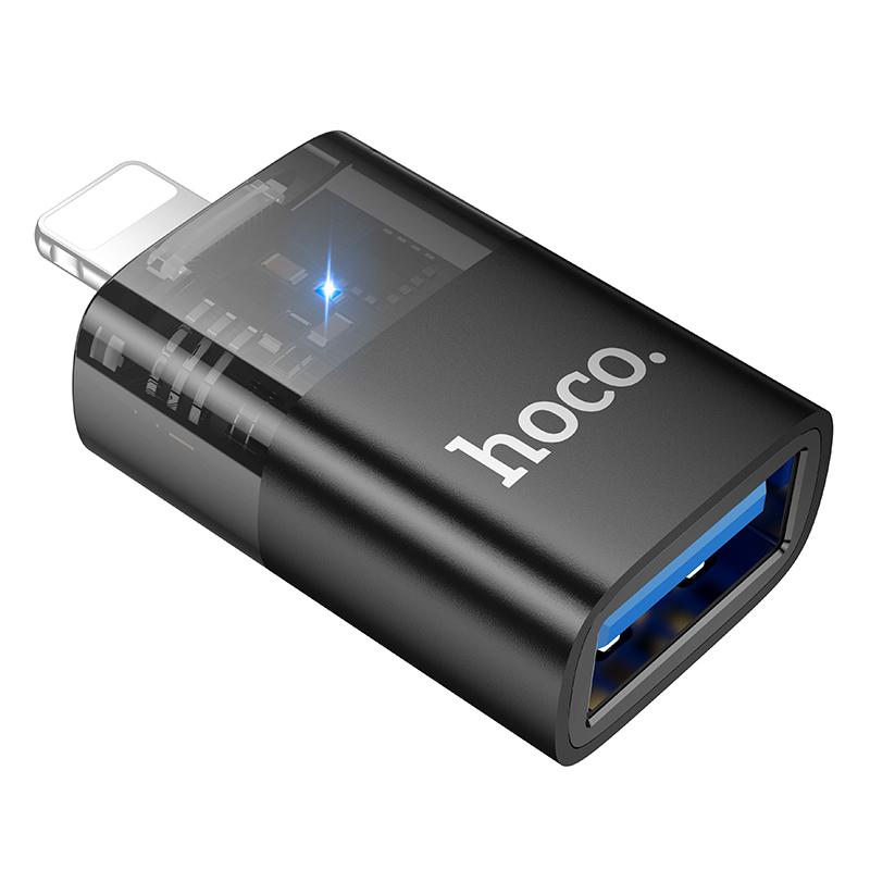 hoco UA36 8 Pin Male to USB Female OTG Transparent Adapter(Black)